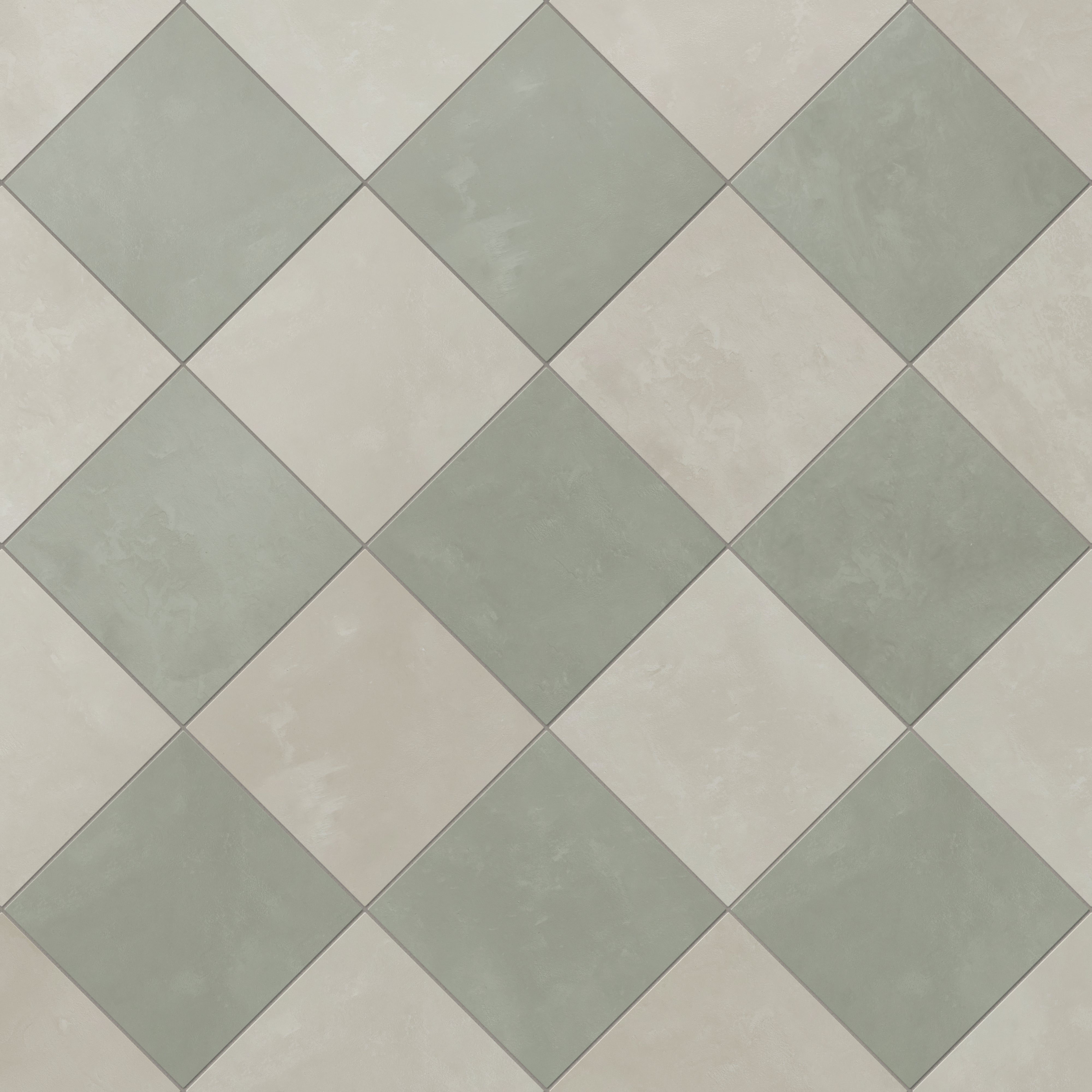 Isabel 6 x 6 Checkerboard Matte Porcelain Tile in Silverstone and Soft Sage