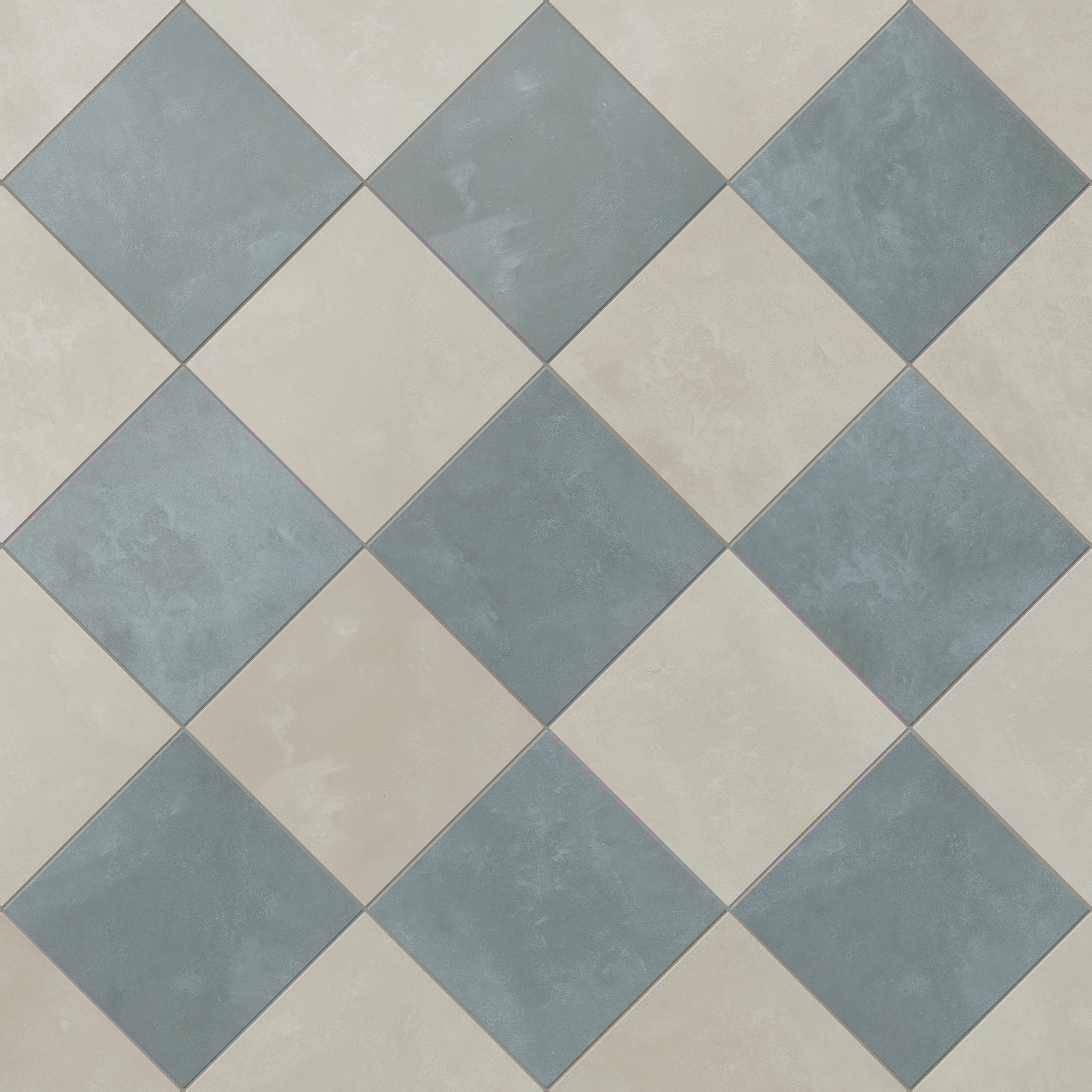 Isabel 6 x 6 Checkerboard Matte Porcelain Tile in Silverstone and Saltwater