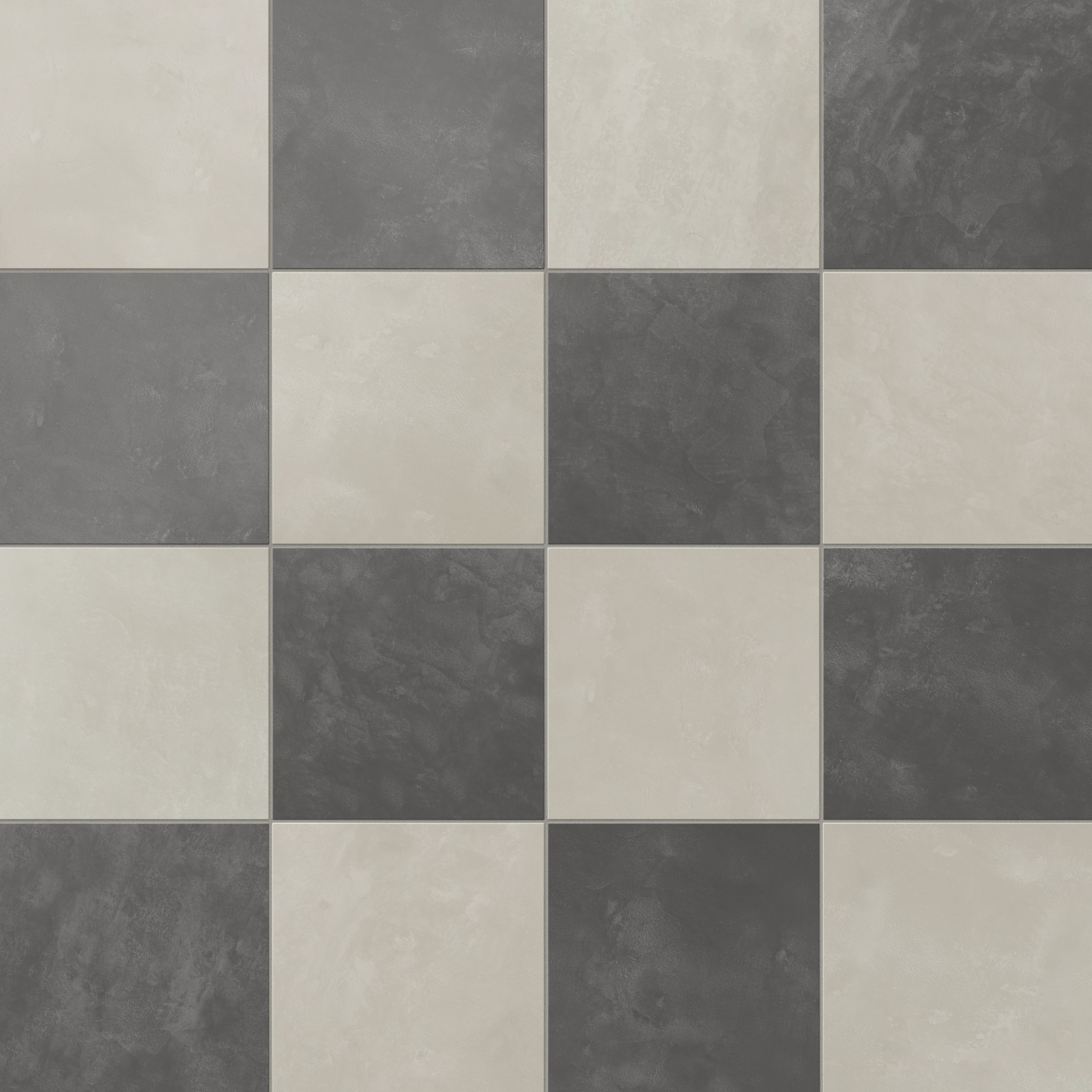 Isabel 6 x 6 Checkerboard Matte Porcelain Tile in Silverstone and Midnight Slate