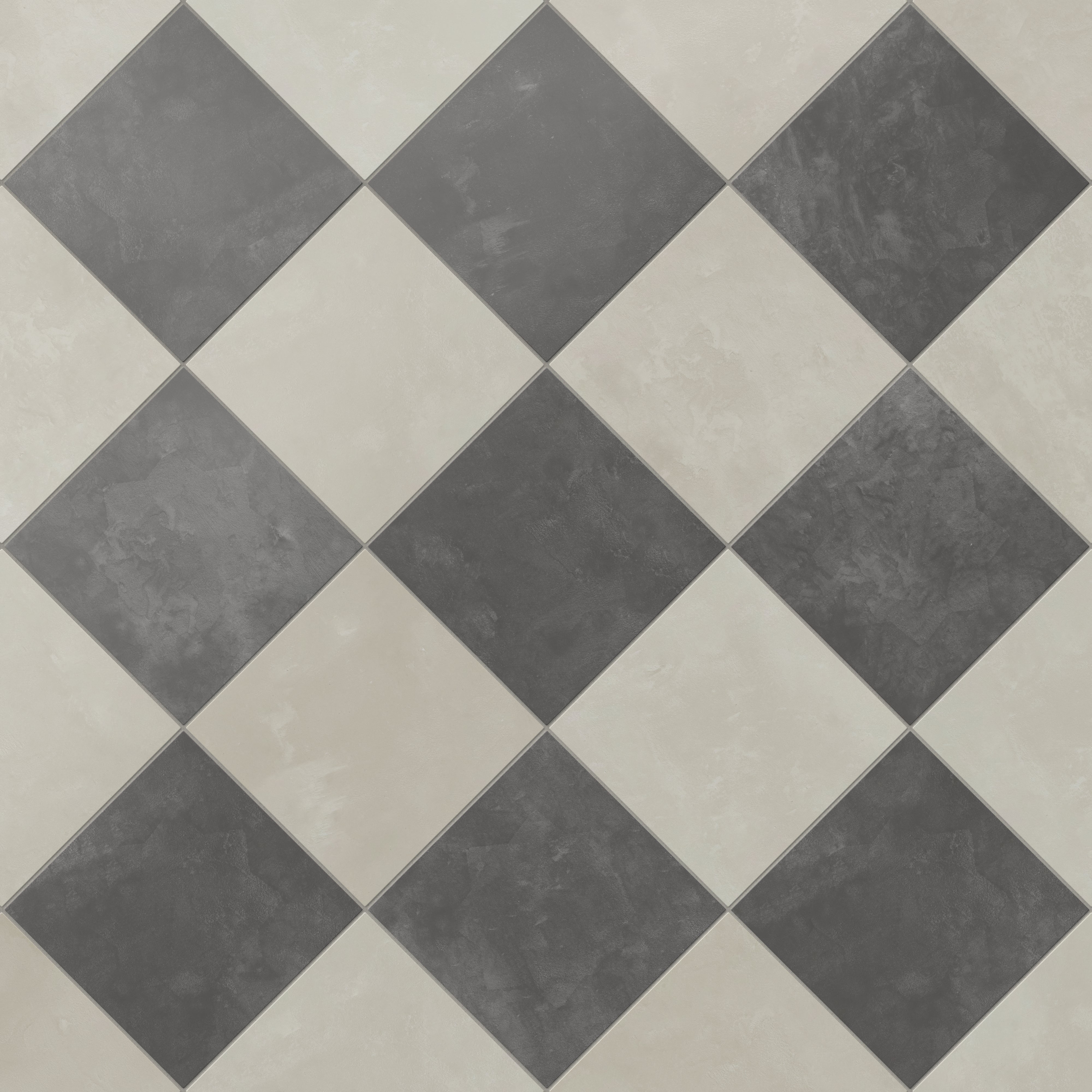 Isabel 6 x 6 Checkerboard Matte Porcelain Tile in Silverstone and Midnight Slate