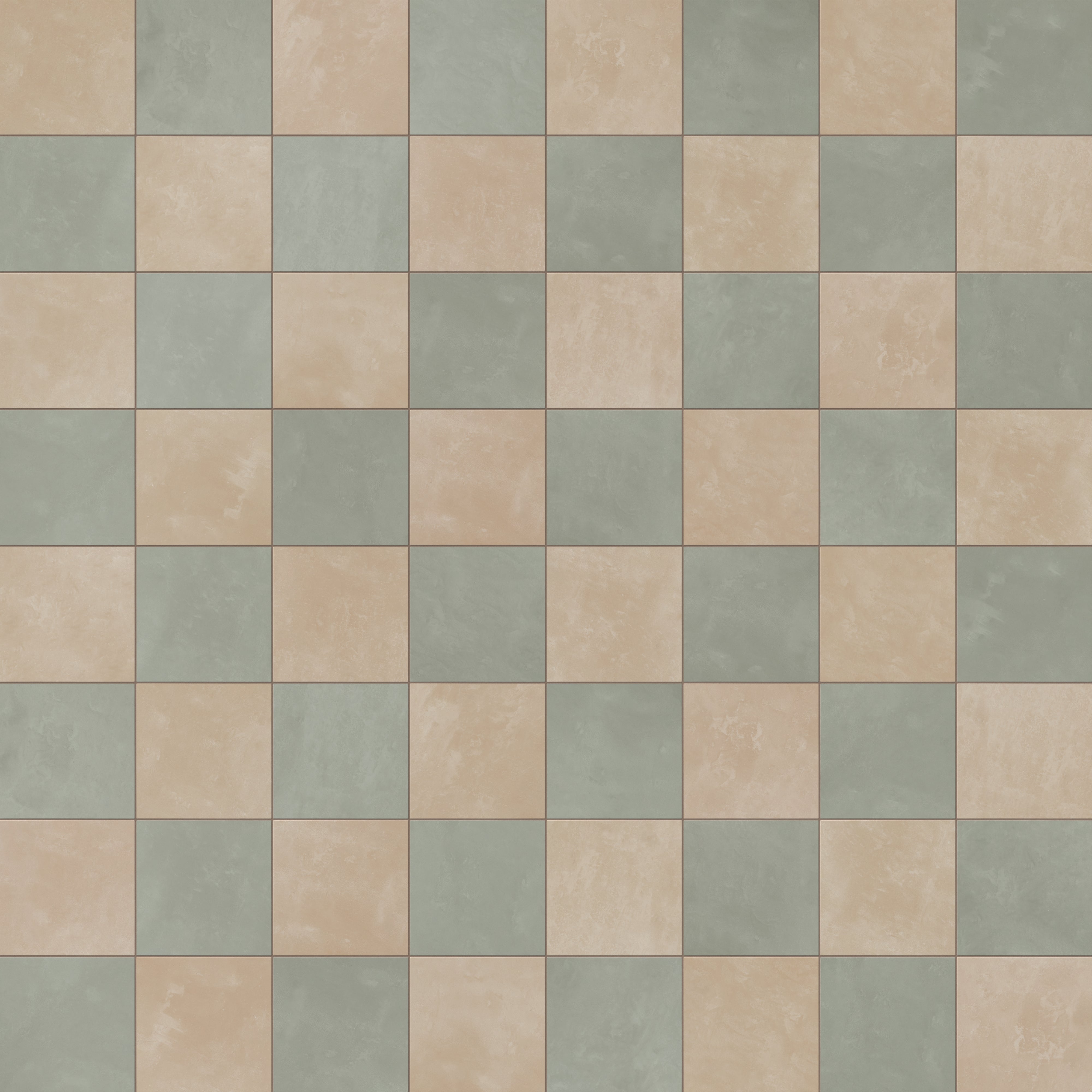 Isabel 6 x 6 Checkerboard Matte Porcelain Tile in Sahara Sand and Soft Sage