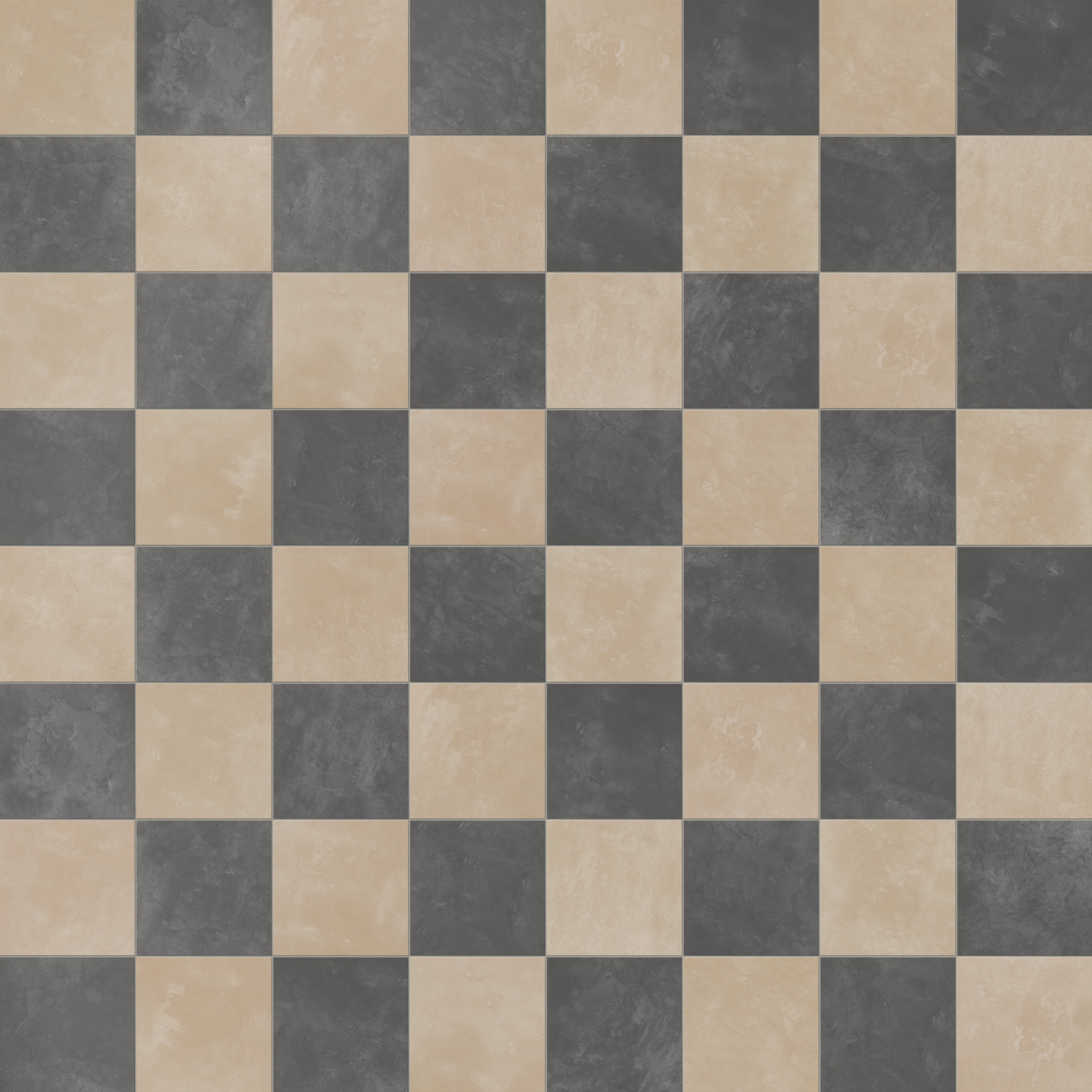 Isabel 6 x 6 Checkerboard Matte Porcelain Tile in Sahara Sand and Midnight Slate