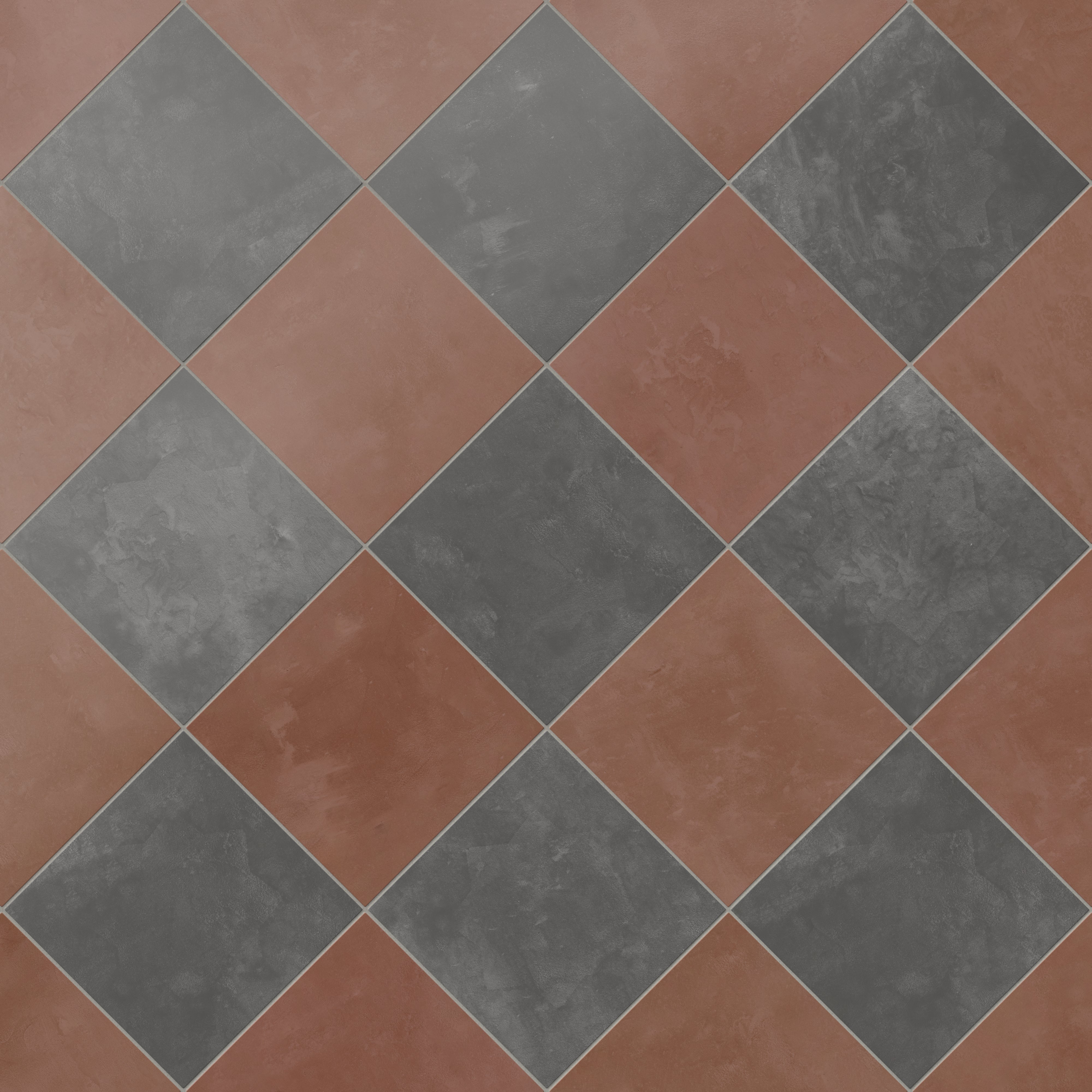 Isabel 6 x 6 Checkerboard Matte Porcelain Tile in Midnight Slate and Burnt Umber