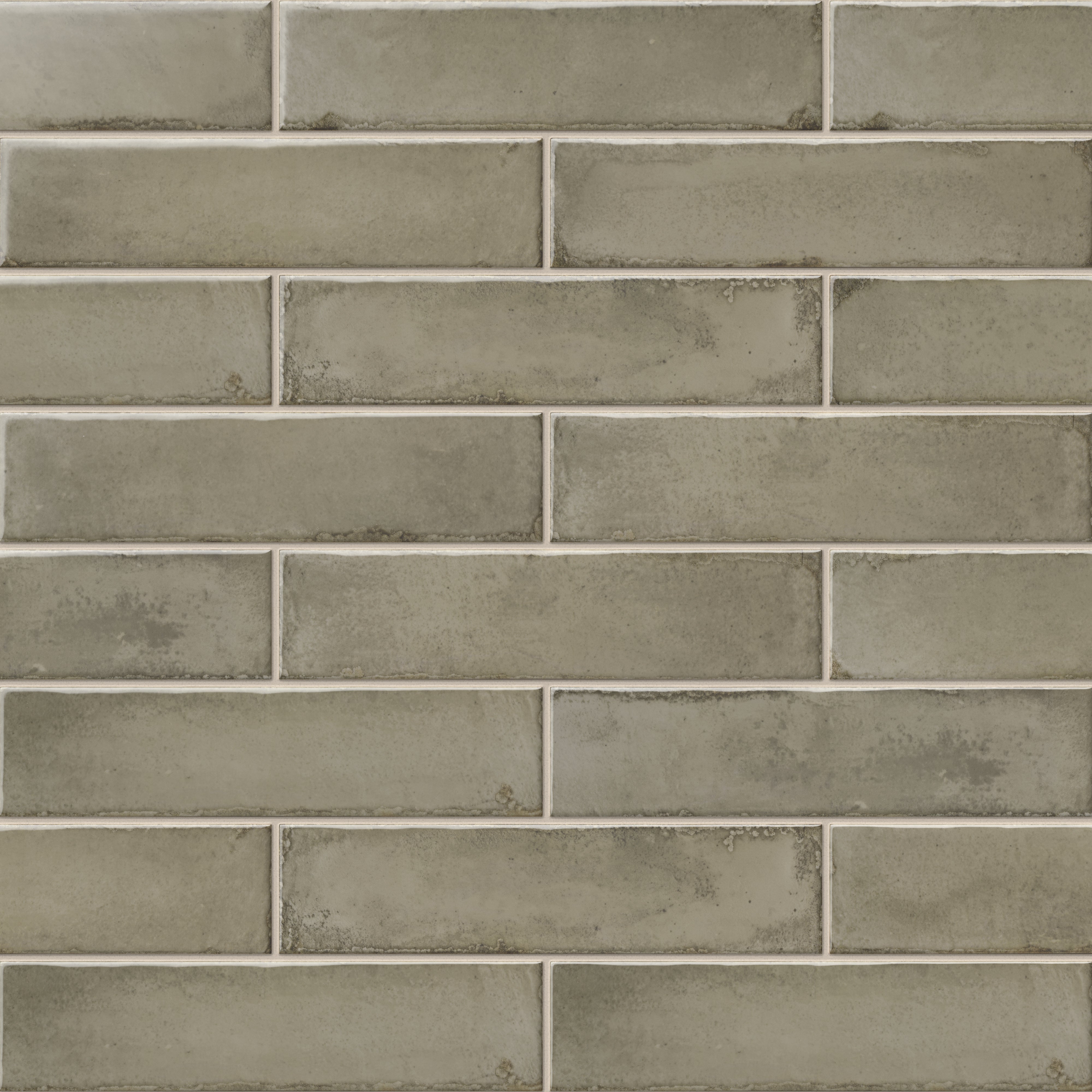 Mara 2x10 Glossy Ceramic Tile in Natural Grey