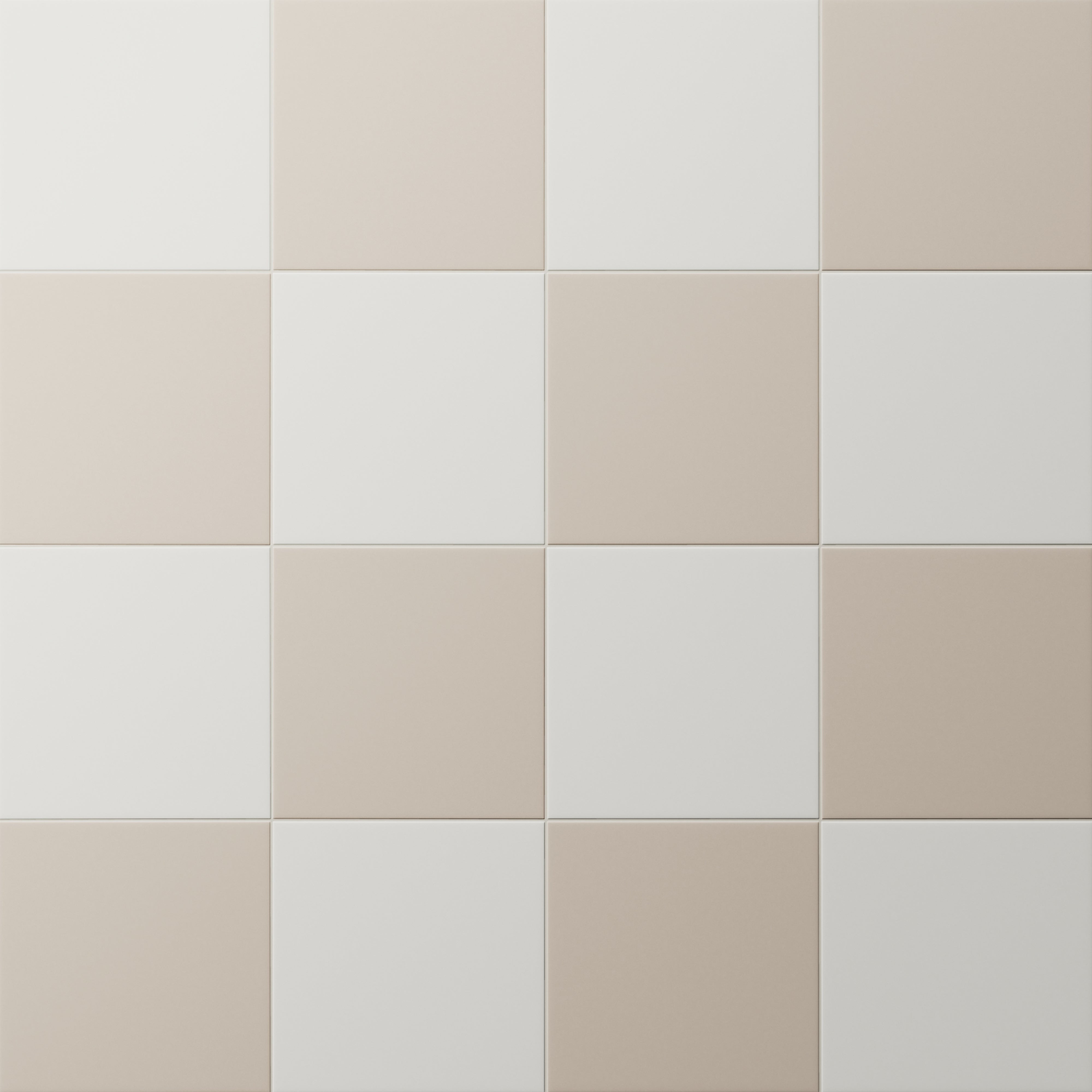 Merrick 8 x 8 Checkerboard Matte Porcelain Tile in Ambient White and Grunge Greige