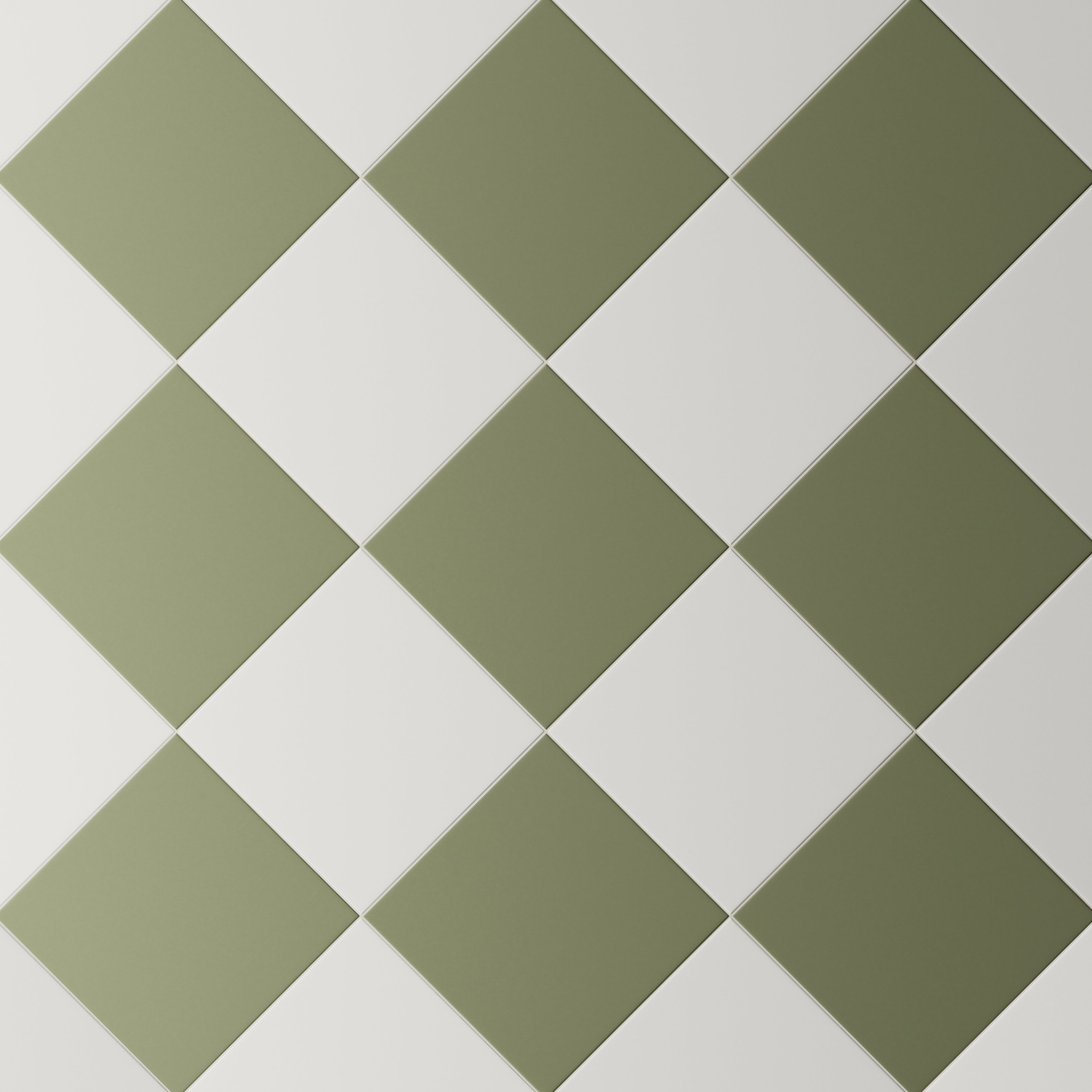 Merrick 8 x 8 Checkerboard Matte Porcelain Tile in Ambient White and Folk Green