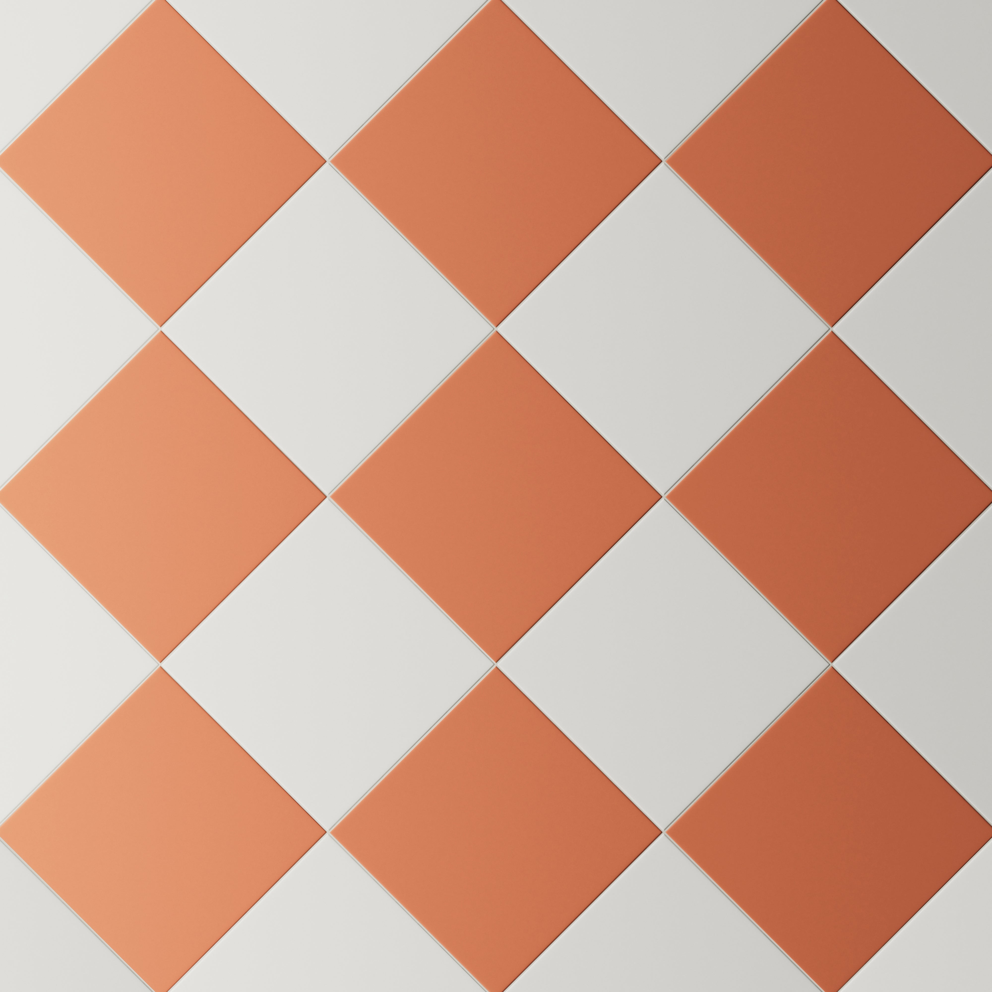 Merrick 8 x 8 Checkerboard Matte Porcelain Tile in Ambient White and New-Age Terracotta