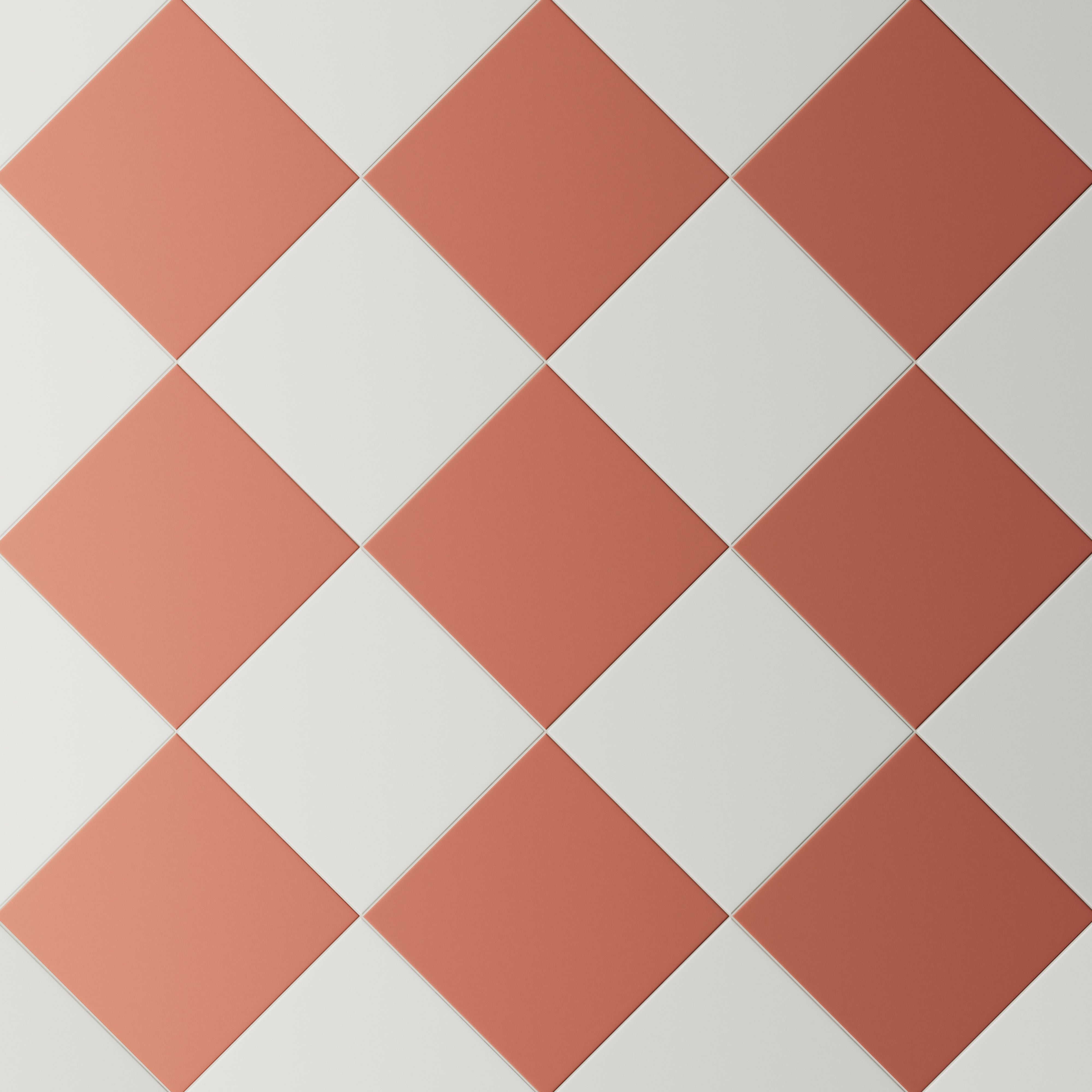Merrick 8 x 8 Checkerboard Matte Porcelain Tile in Ambient White and Indie Rust