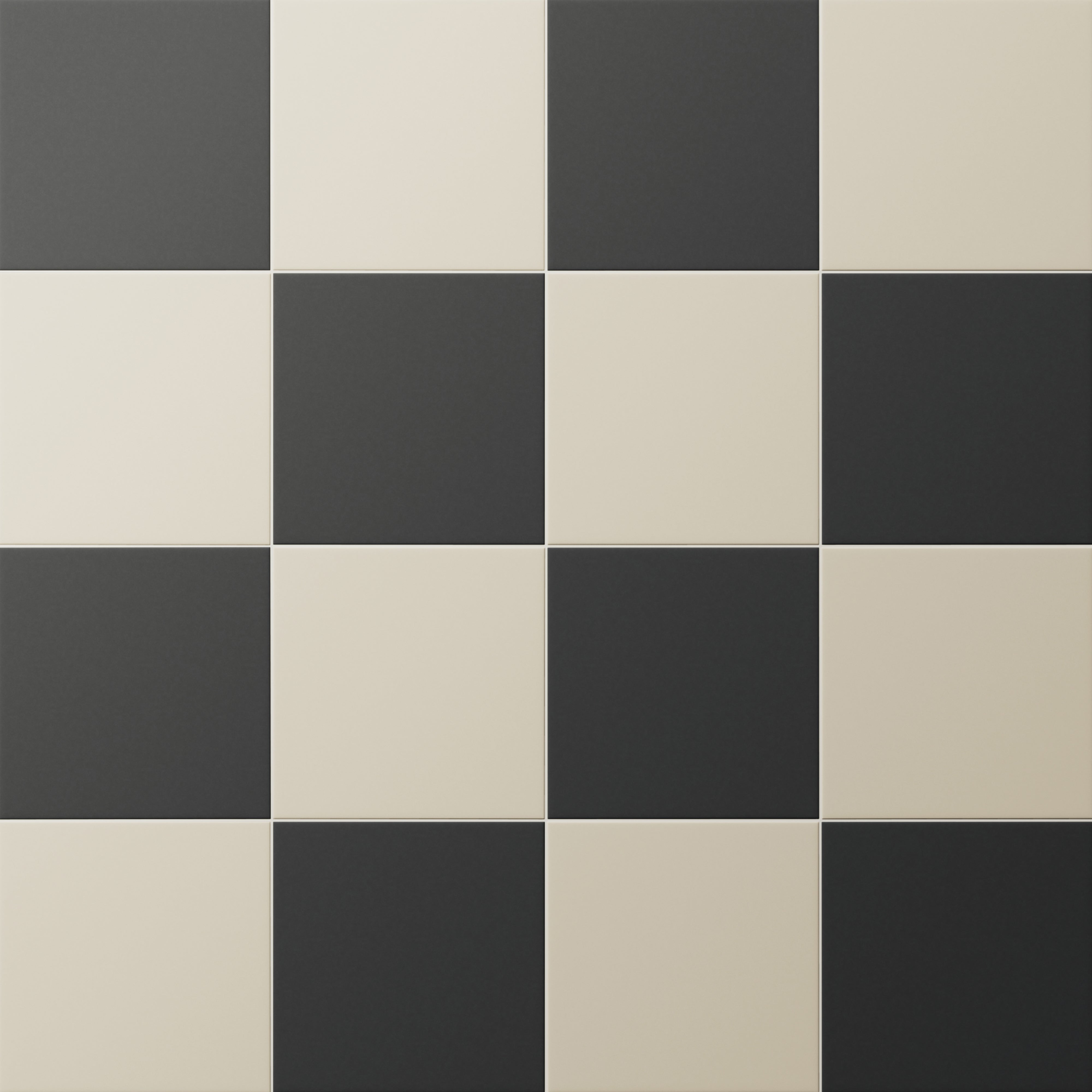 Merrick 8 x 8 Checkerboard Matte Porcelain Tile in Synth Black and Classical Beige