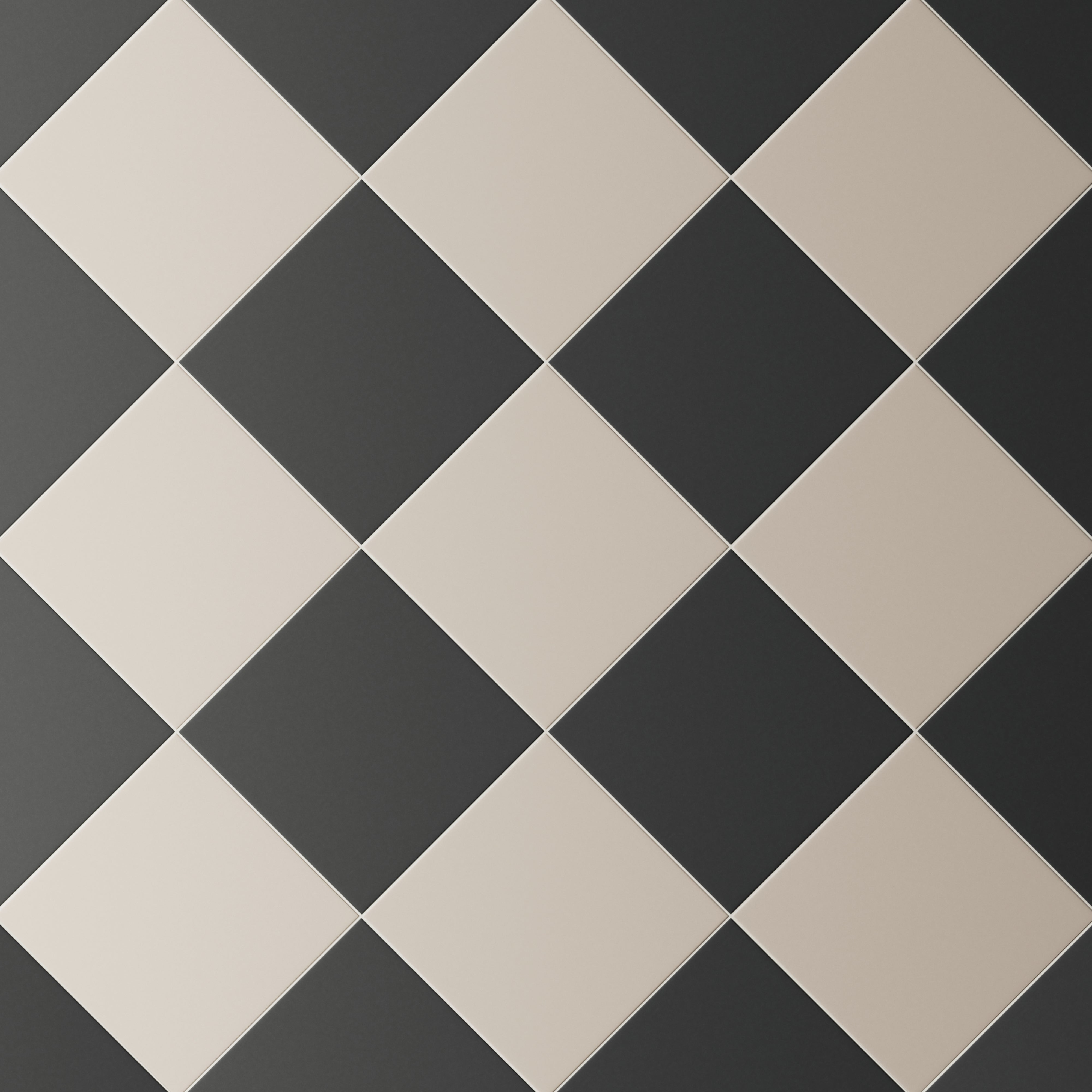 Merrick 8 x 8 Checkerboard Matte Porcelain Tile in Synth Black and Grunge Greige