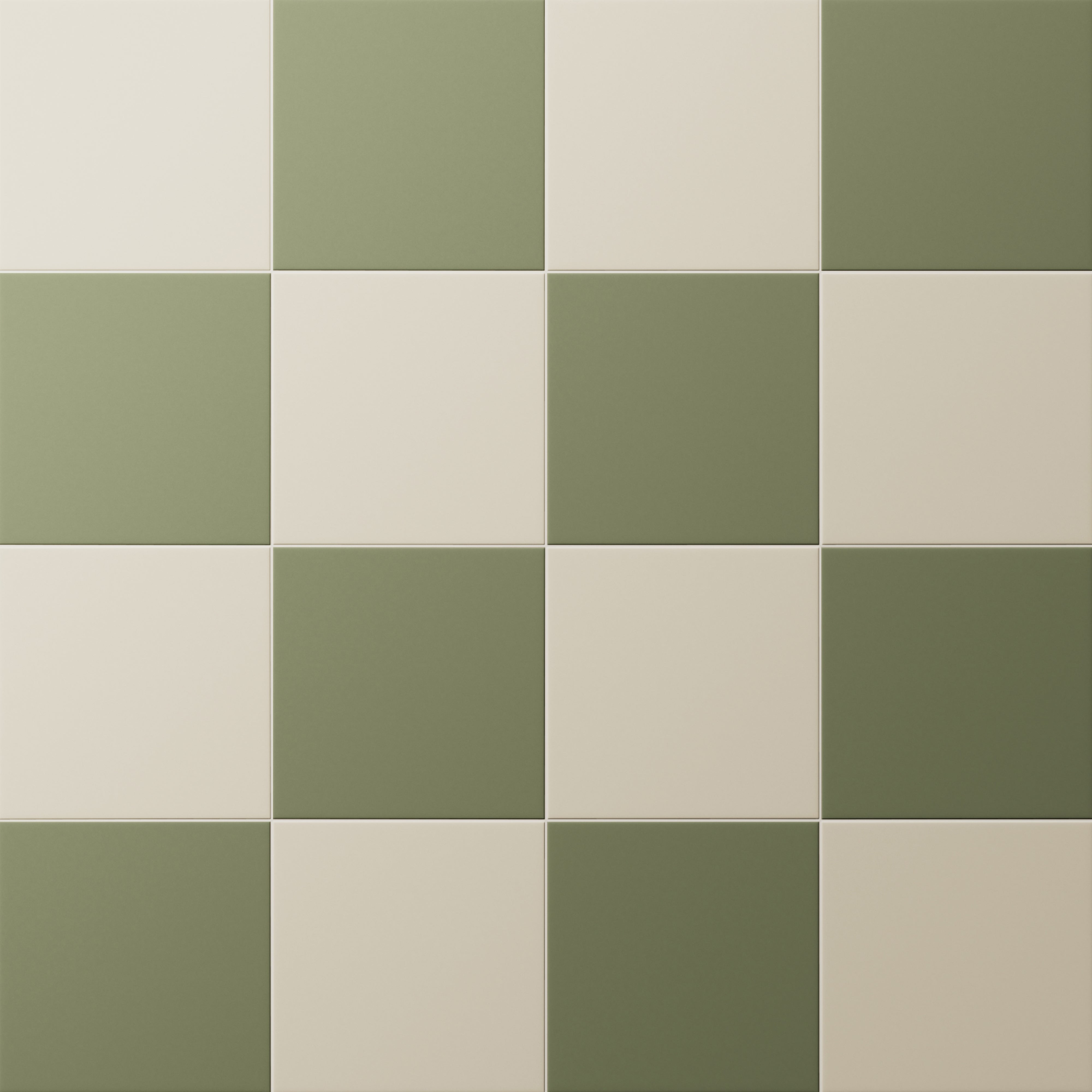 Merrick 8 x 8 Checkerboard Matte Porcelain Tile in Classical Beige and Folk Green