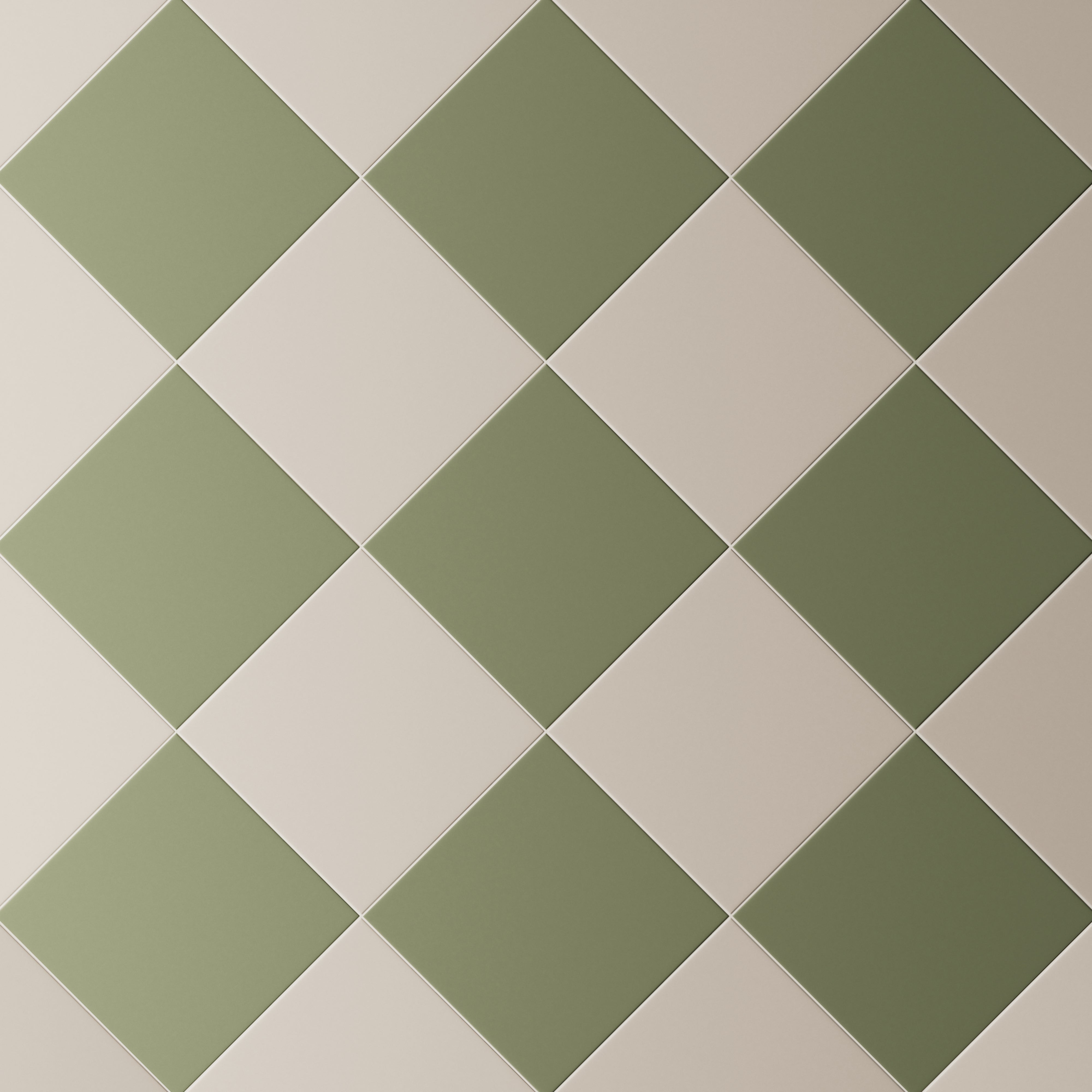 Merrick 8 x 8 Checkerboard Matte Porcelain Tile in Grunge Greige and Folk Green