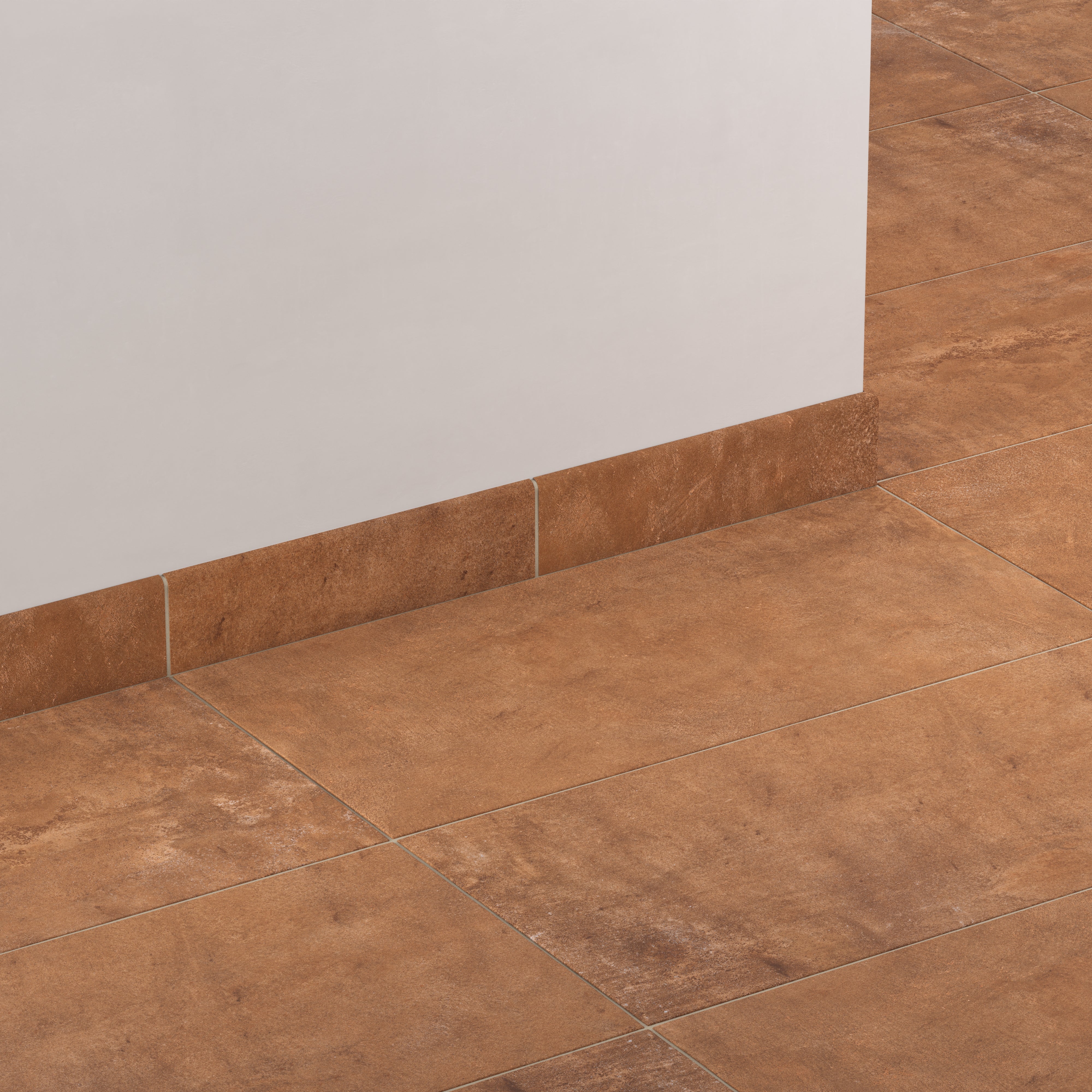 Kai 3x12 Bullnose Matte Porcelain Tile in Terracotta