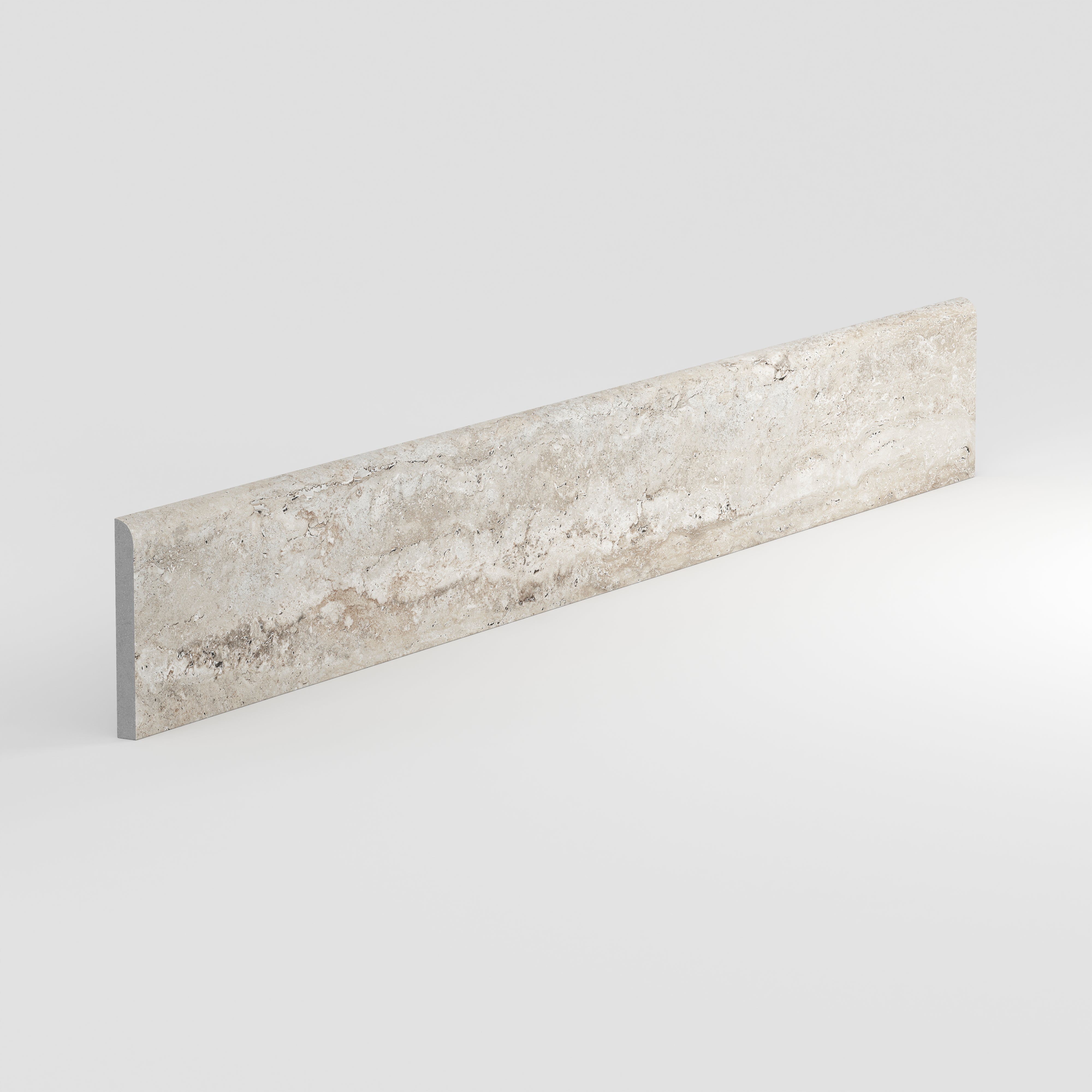 Marlow 3 x 24 Polished Porcelain Bullnose Tile in Silver