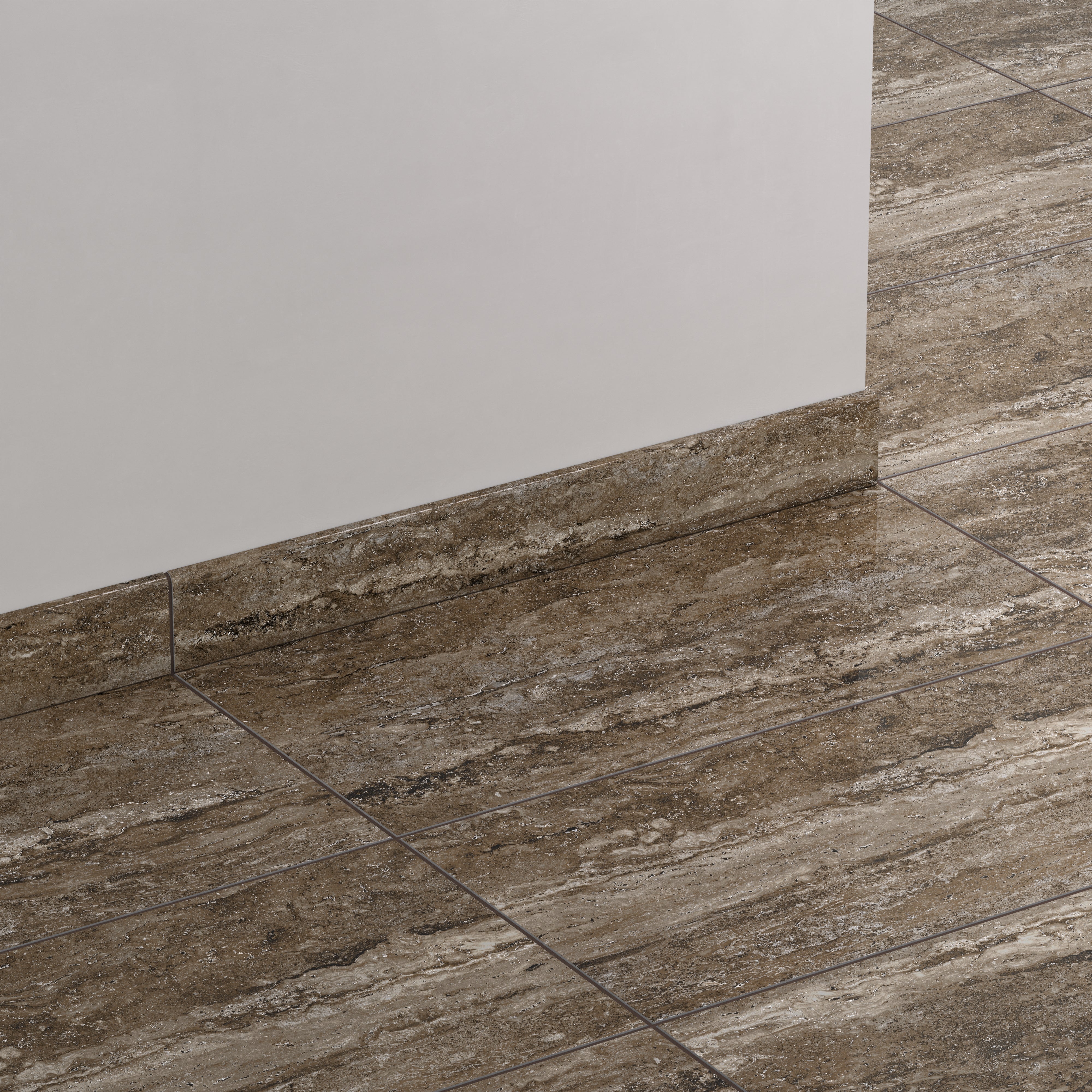 Marlow 3 x 24 Polished Porcelain Bullnose Tile in Titanium