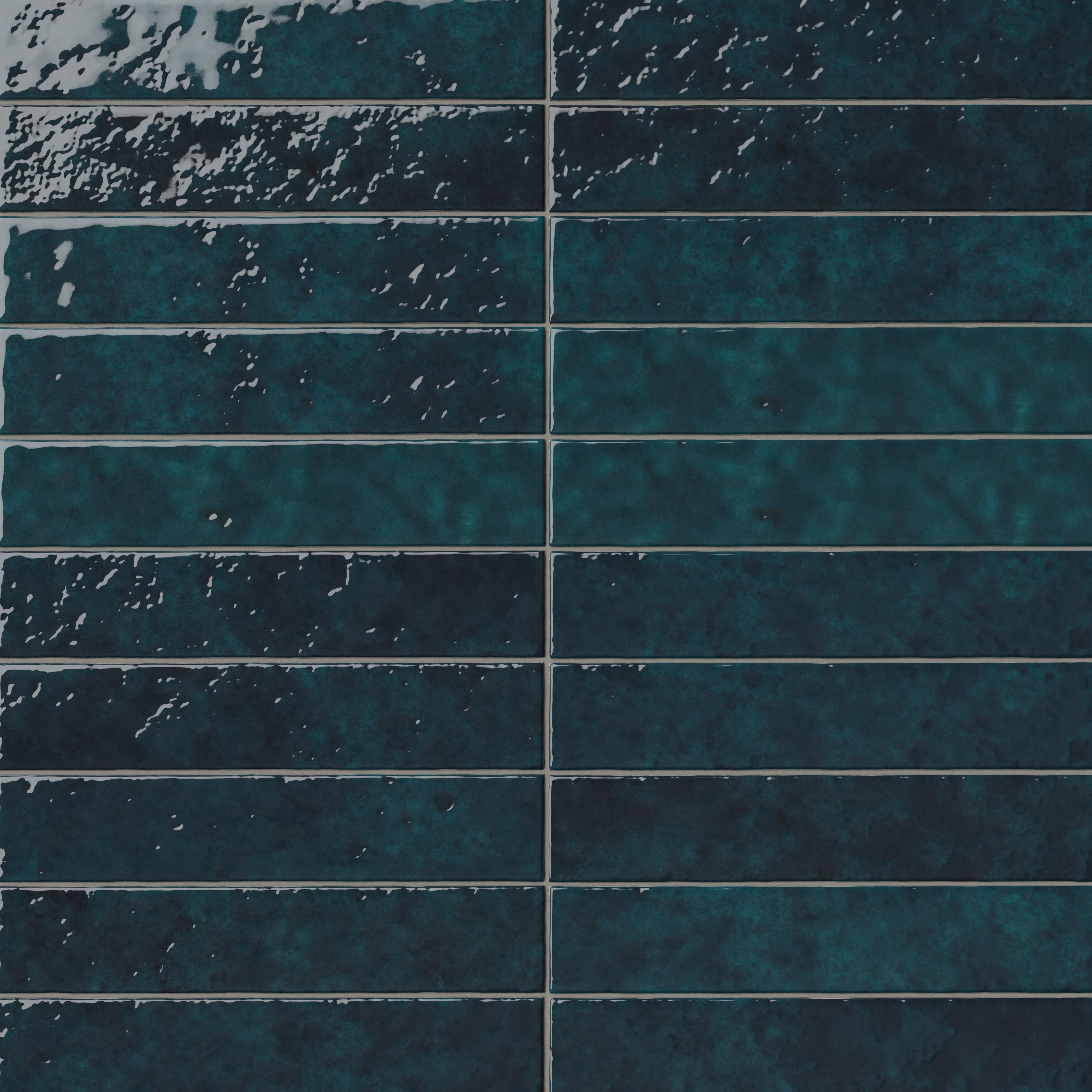 Amelia 2x13 Glossy Crackled Ceramic Tile in Denim