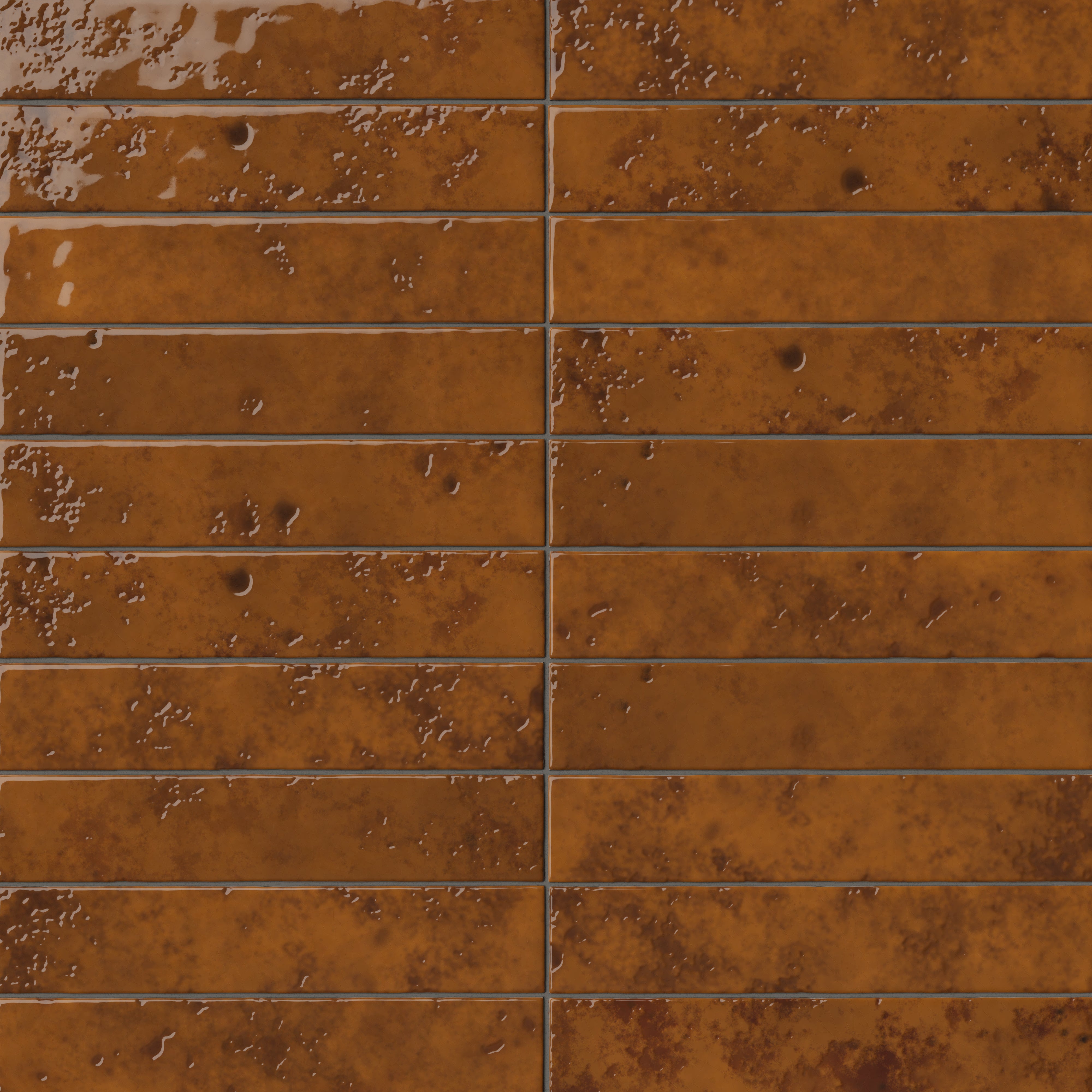 Amelia 2x13 Glossy Crackled Ceramic Tile in Turmeric