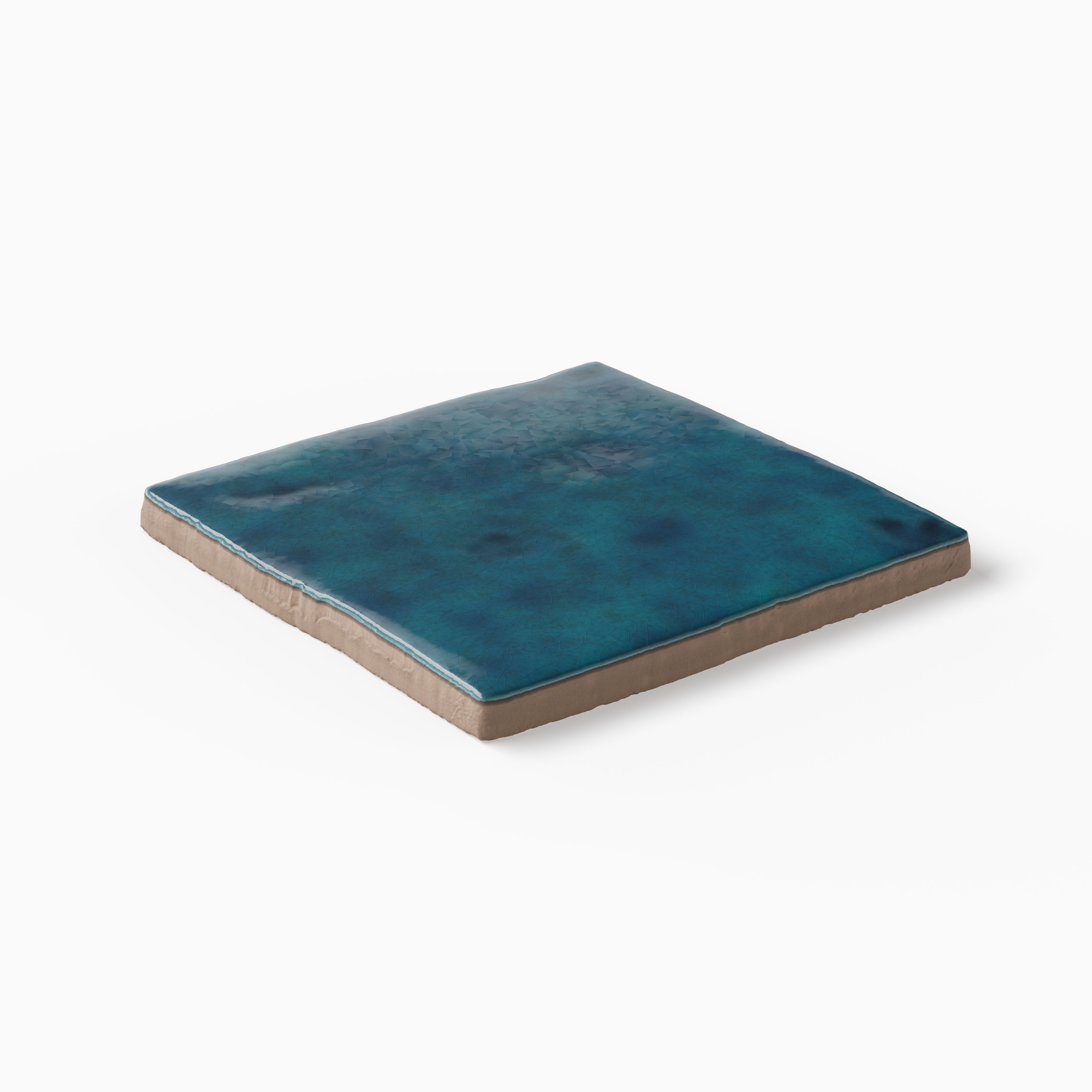 Amelia 4x4 Glossy Crackled Ceramic Tile in Denim