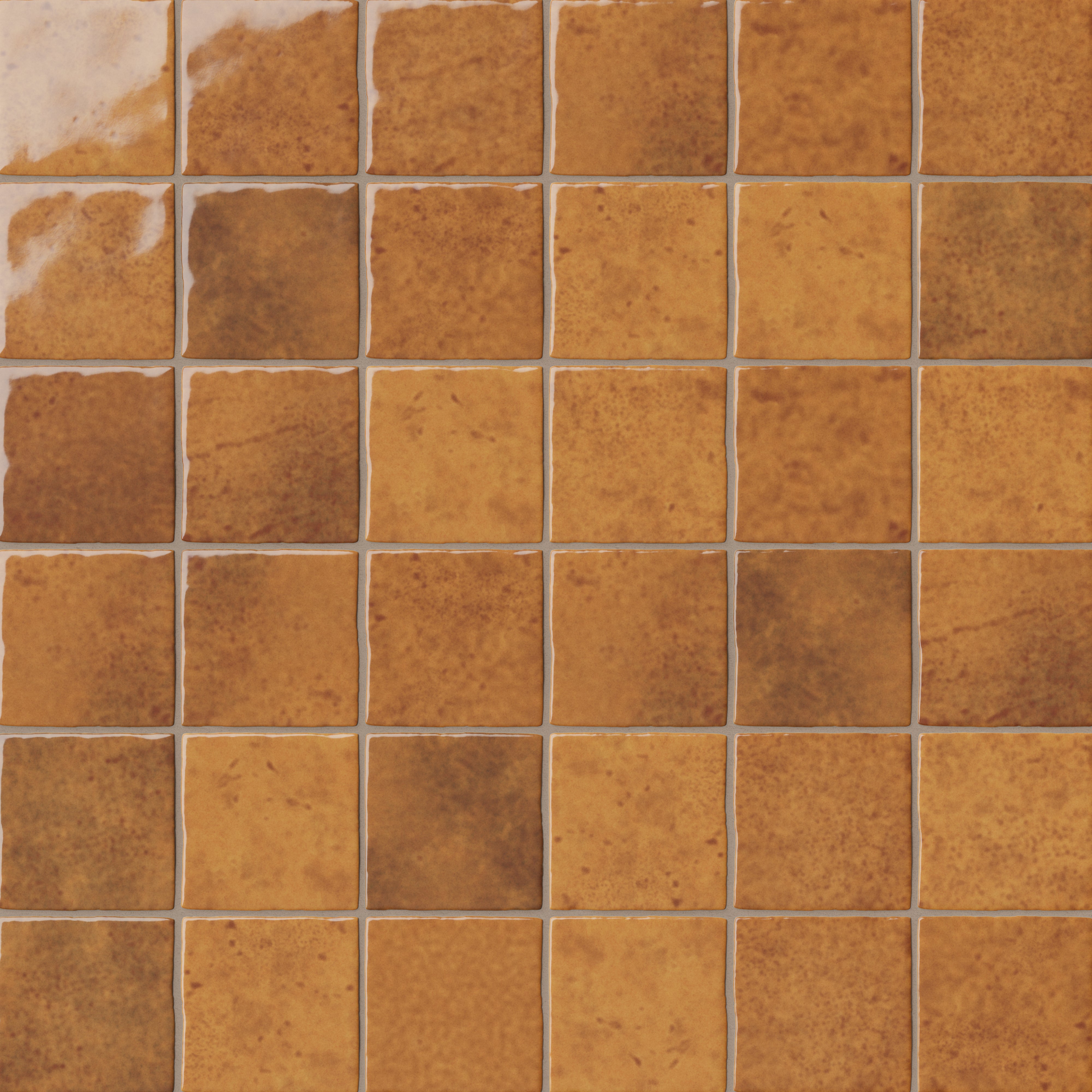 Amelia 4x4 Glossy Crackled Ceramic Tile in Turmeric