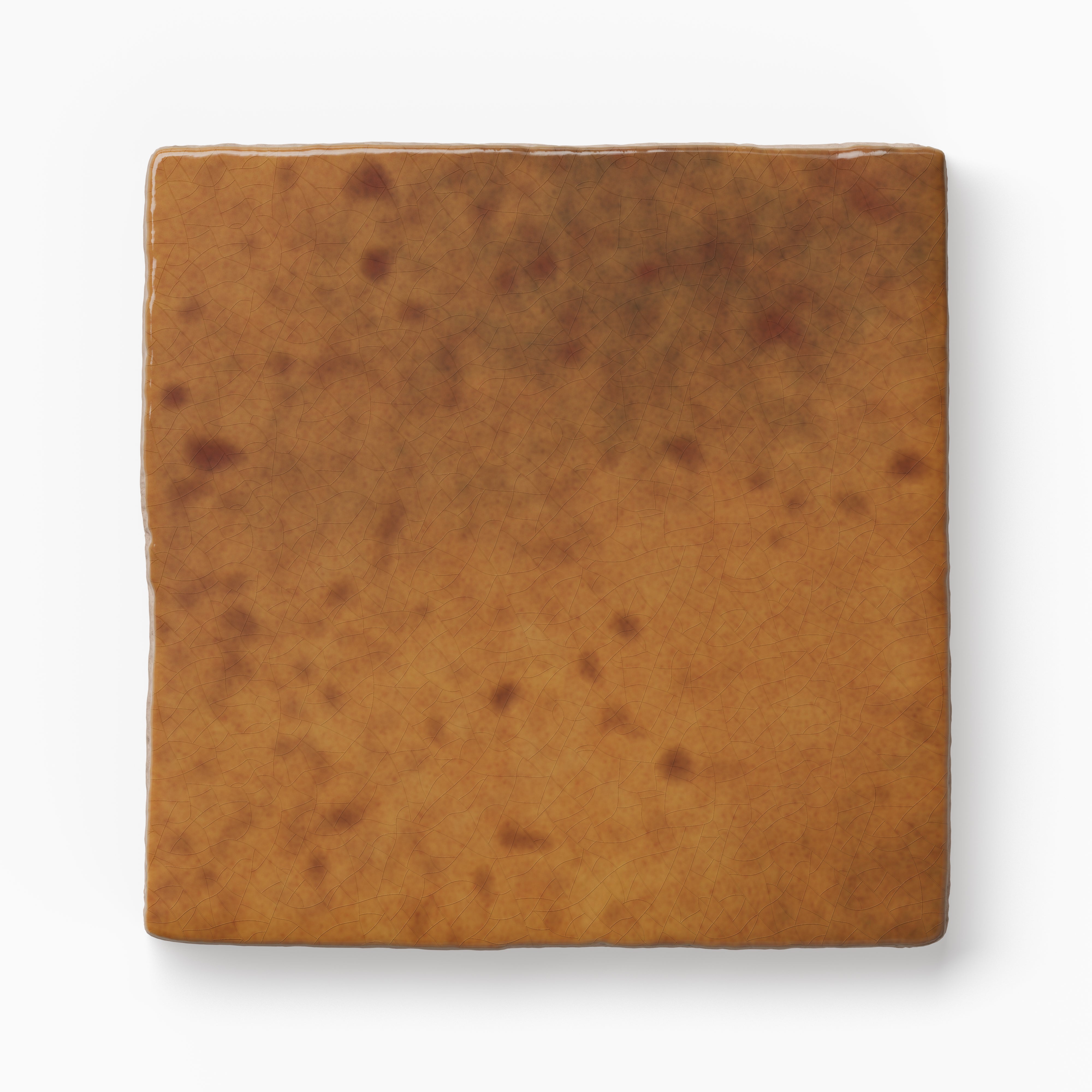 Amelia 4 x 4 Glossy Crackled Ceramic Tile in Turmeric