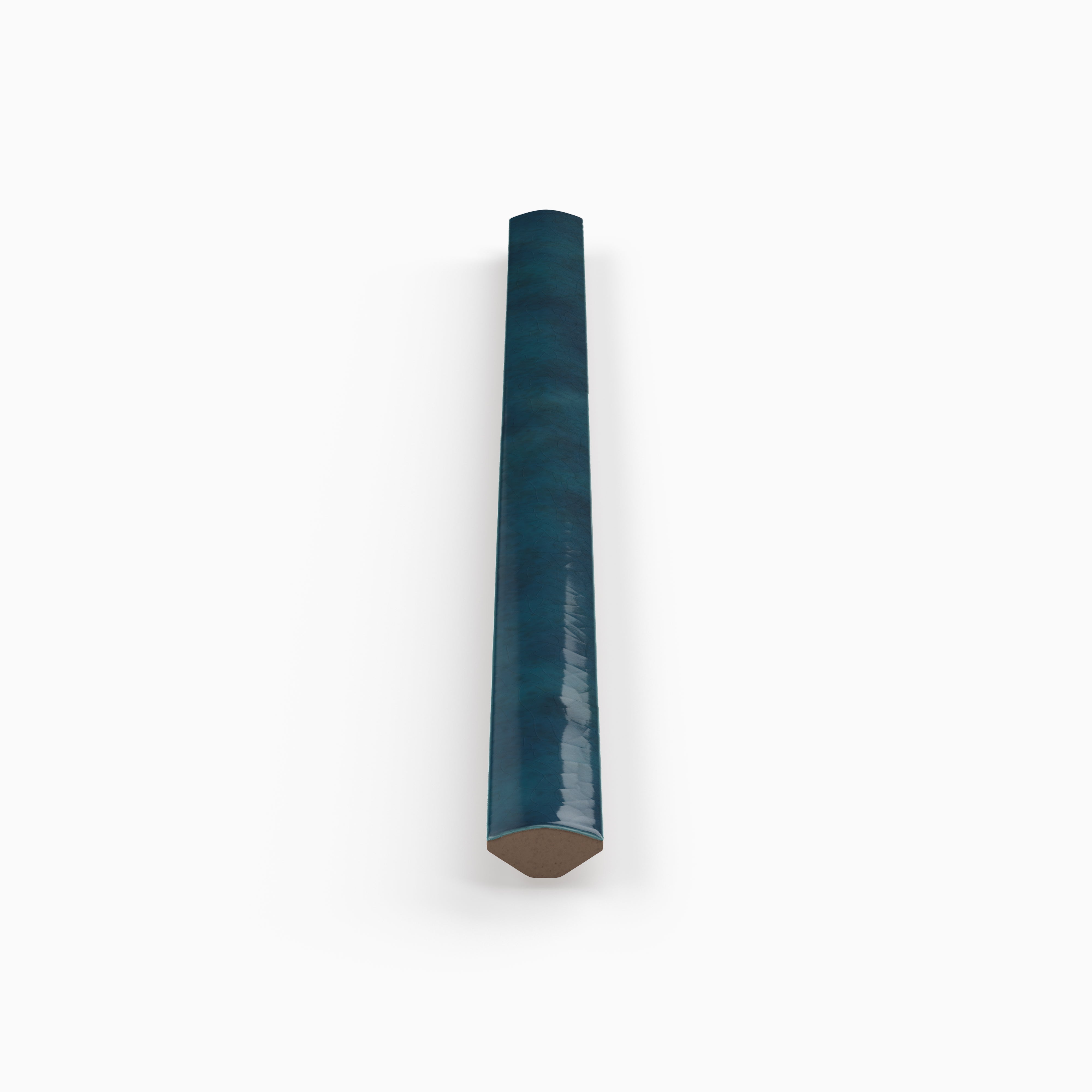 Amelia 0.5 x 8 Glossy Crackled Ceramic Rounded Edge Trim in Denim