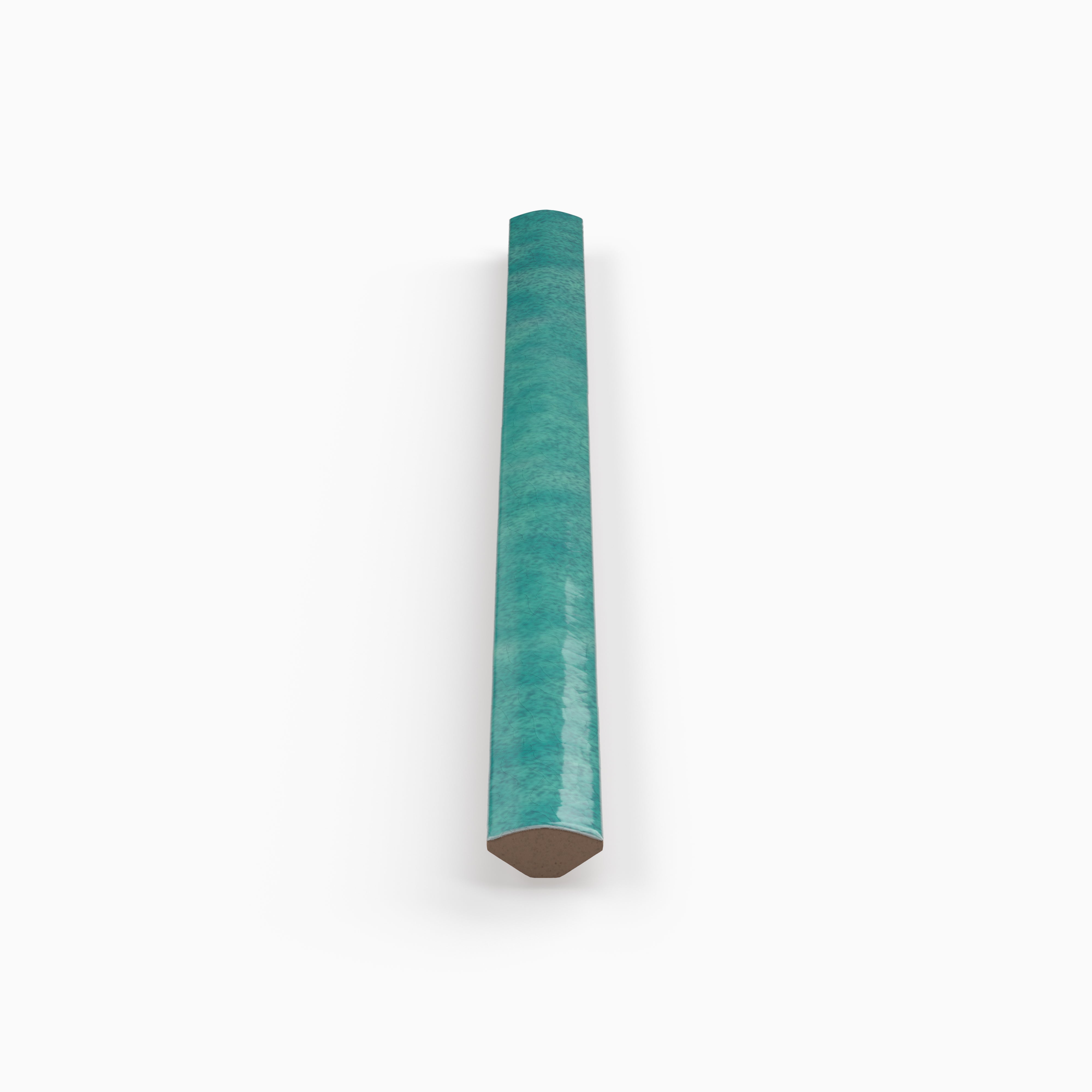 Amelia 0.5 x 8 Glossy Crackled Ceramic Rounded Edge Trim in Aqua