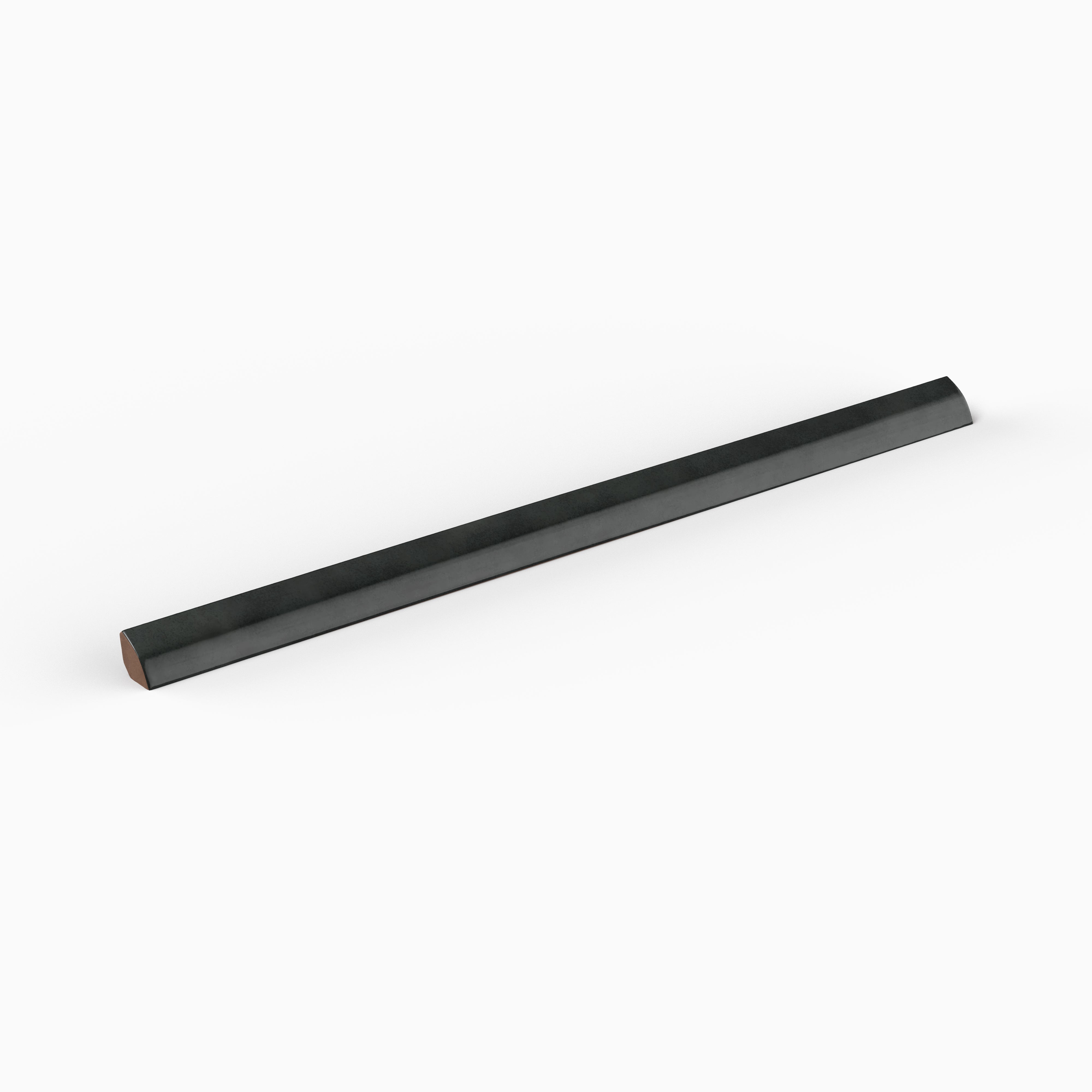 Amelia 0.5x8 Glossy Crackled Ceramic Rounded Edge Trim in Ink