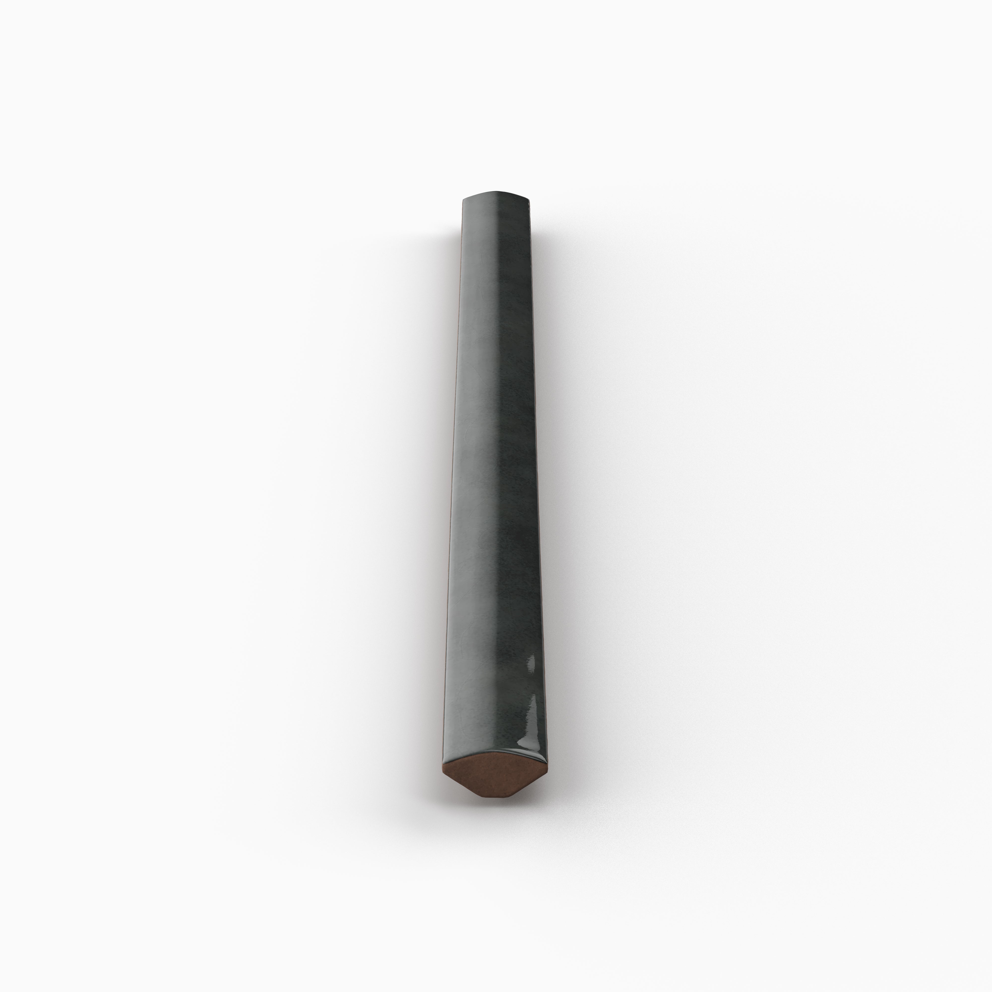 Amelia 0.5x8 Glossy Crackled Ceramic Rounded Edge Trim in Ink
