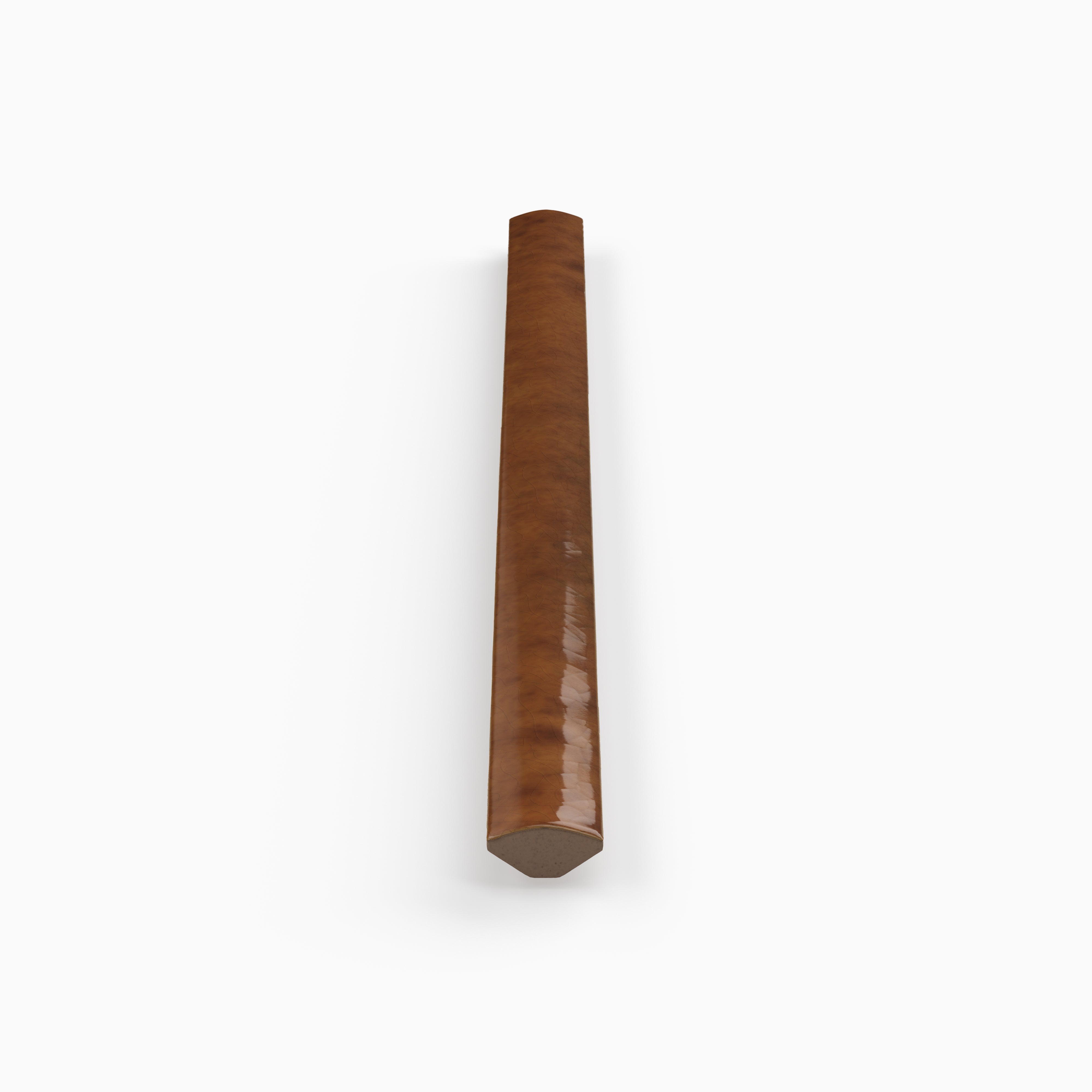Amelia 0.5 x 8 Glossy Crackled Ceramic Rounded Edge Trim in Turmeric