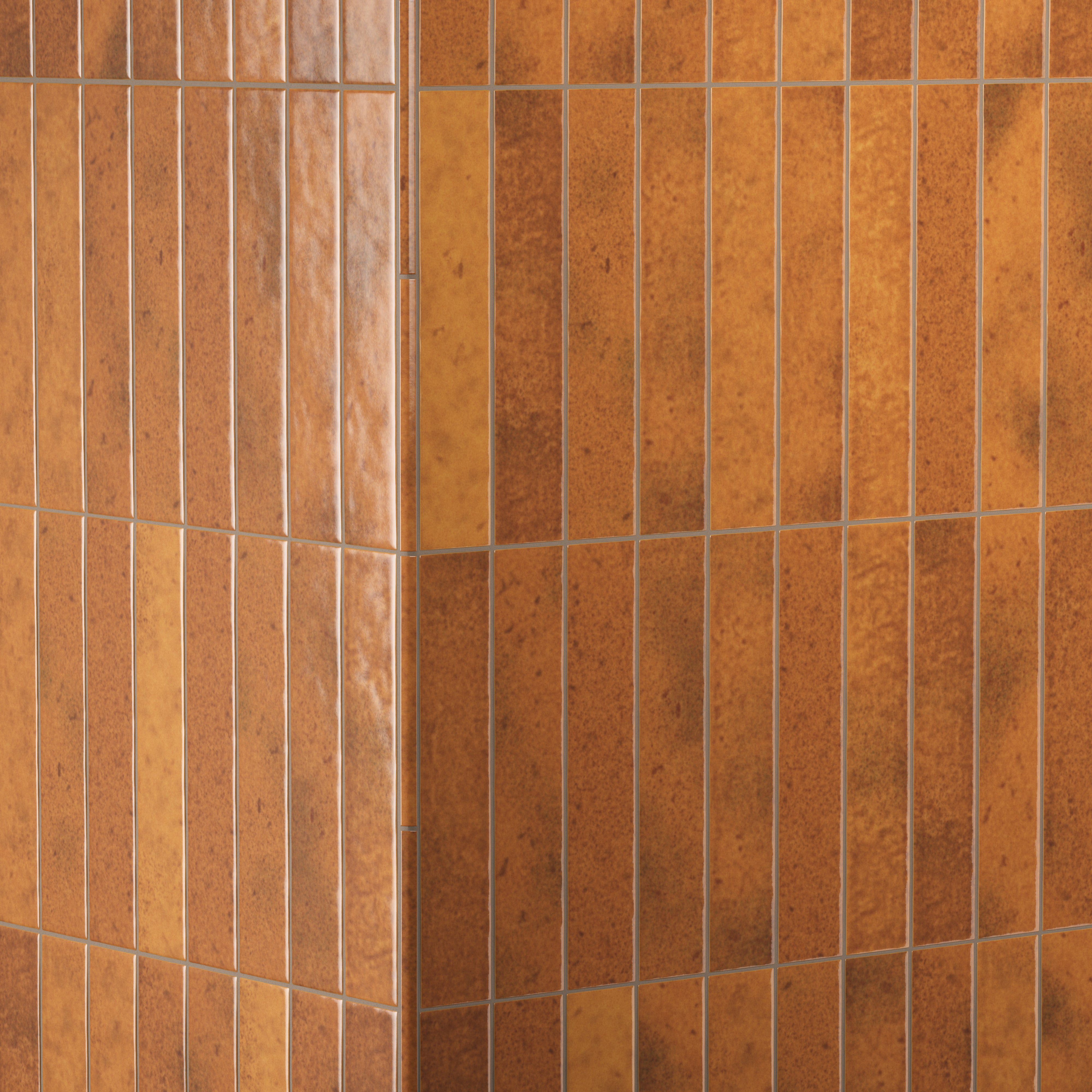 Amelia 0.5 x 8 Glossy Crackled Ceramic Rounded Edge Trim in Turmeric