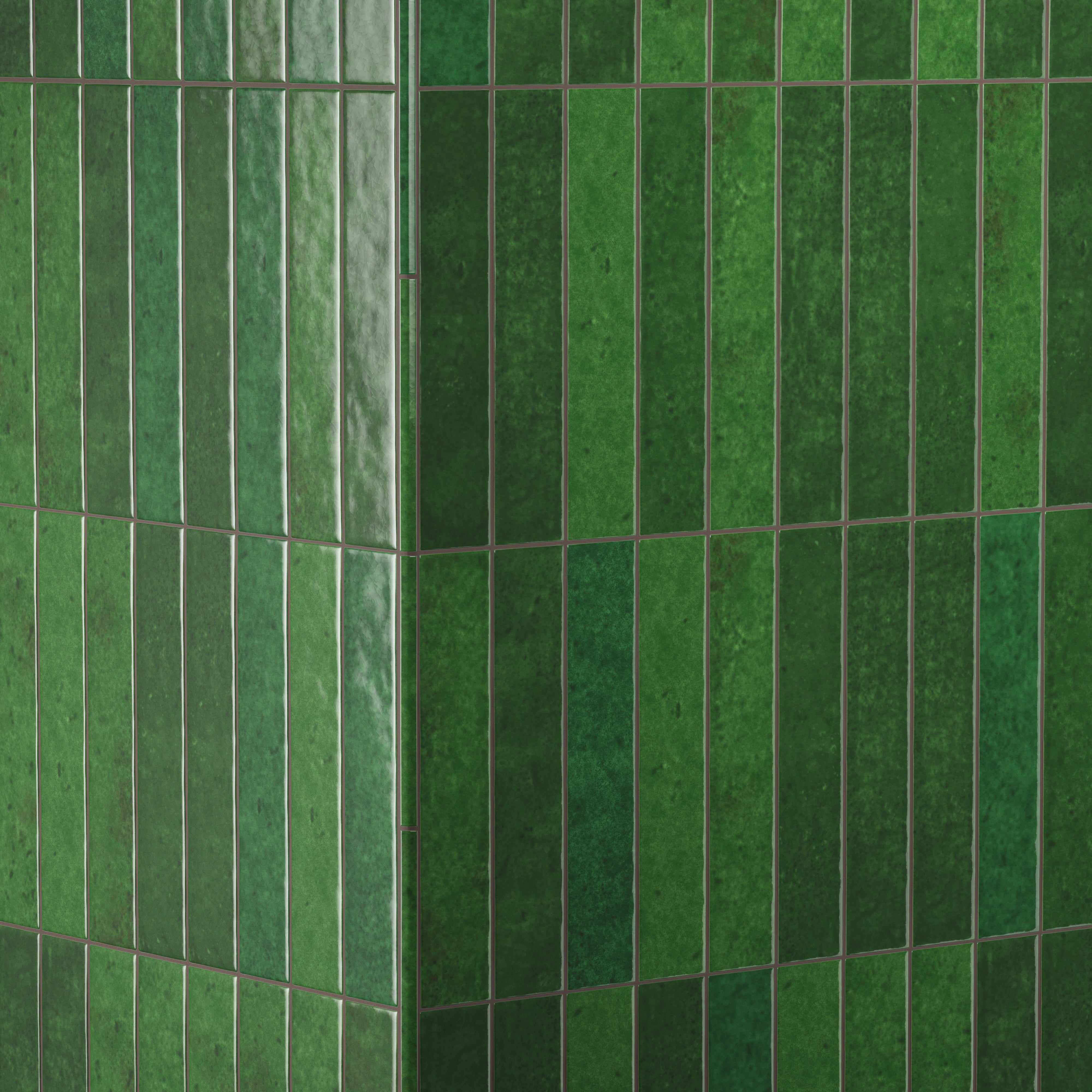 Amelia 0.5 x 8 Glossy Crackled Ceramic Rounded Edge Trim in Tourmaline