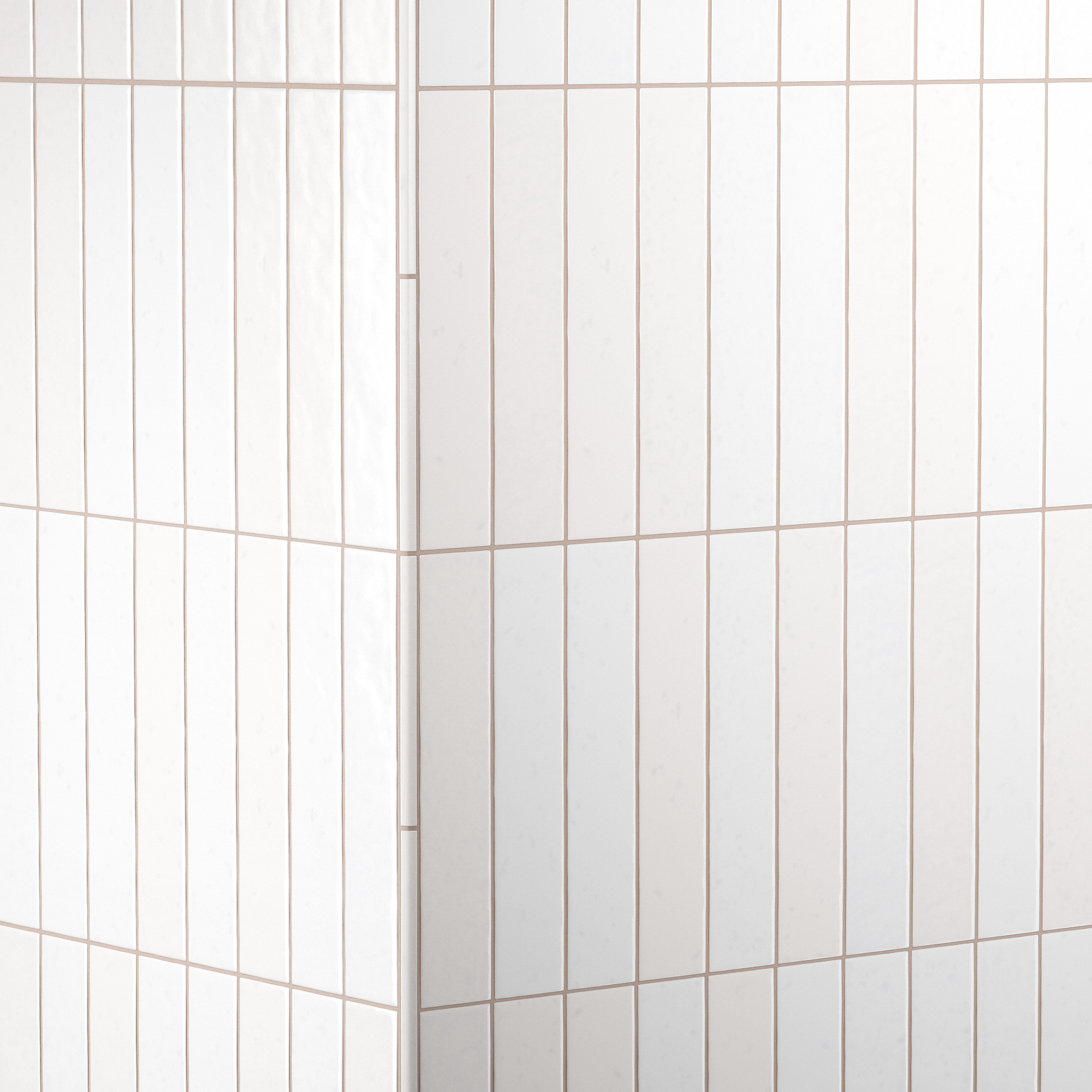 Amelia 0.5 x 8 Glossy Crackled Ceramic Rounded Edge Trim in White