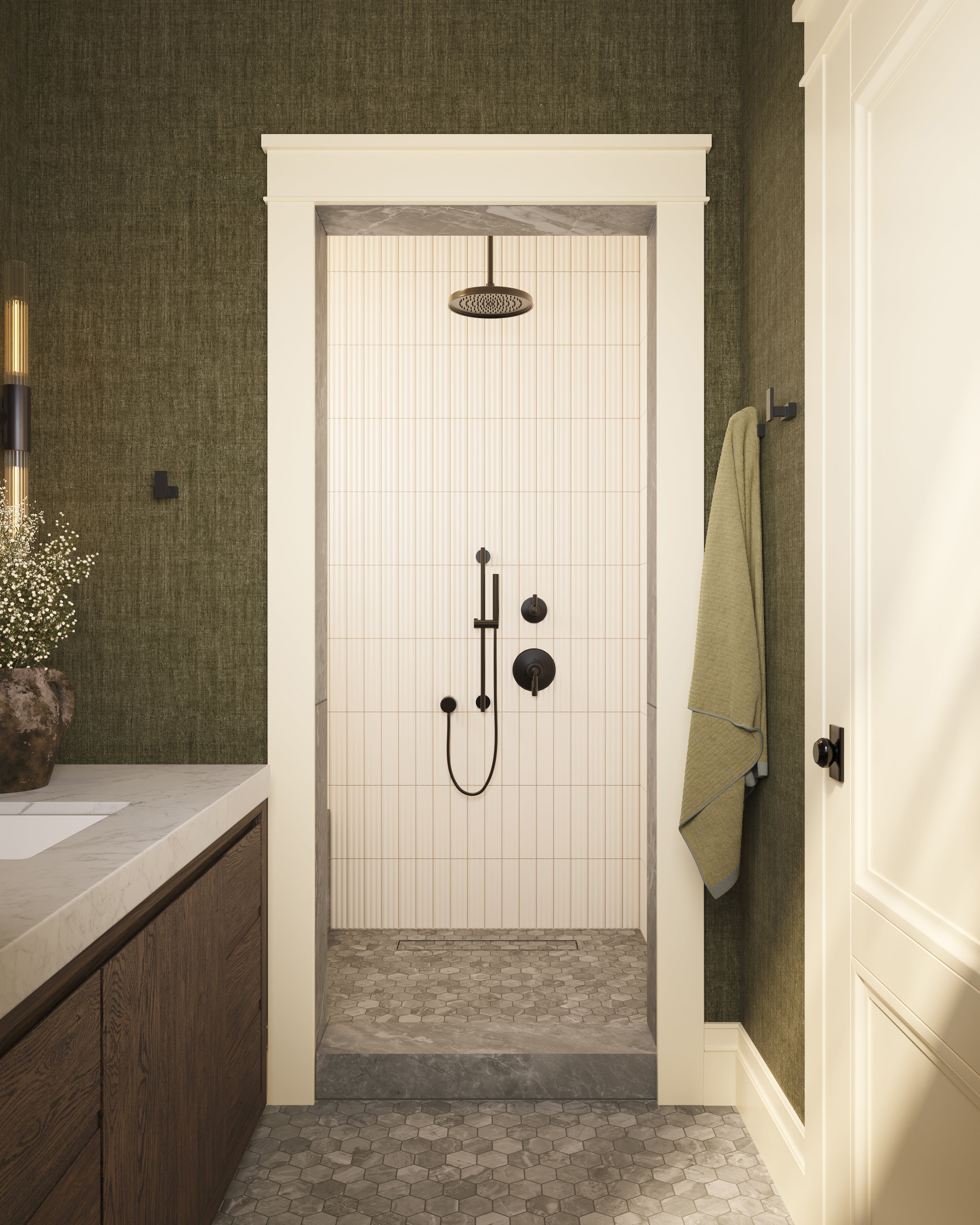 Litchfield Wallpaper in Olive, 52" x 132"