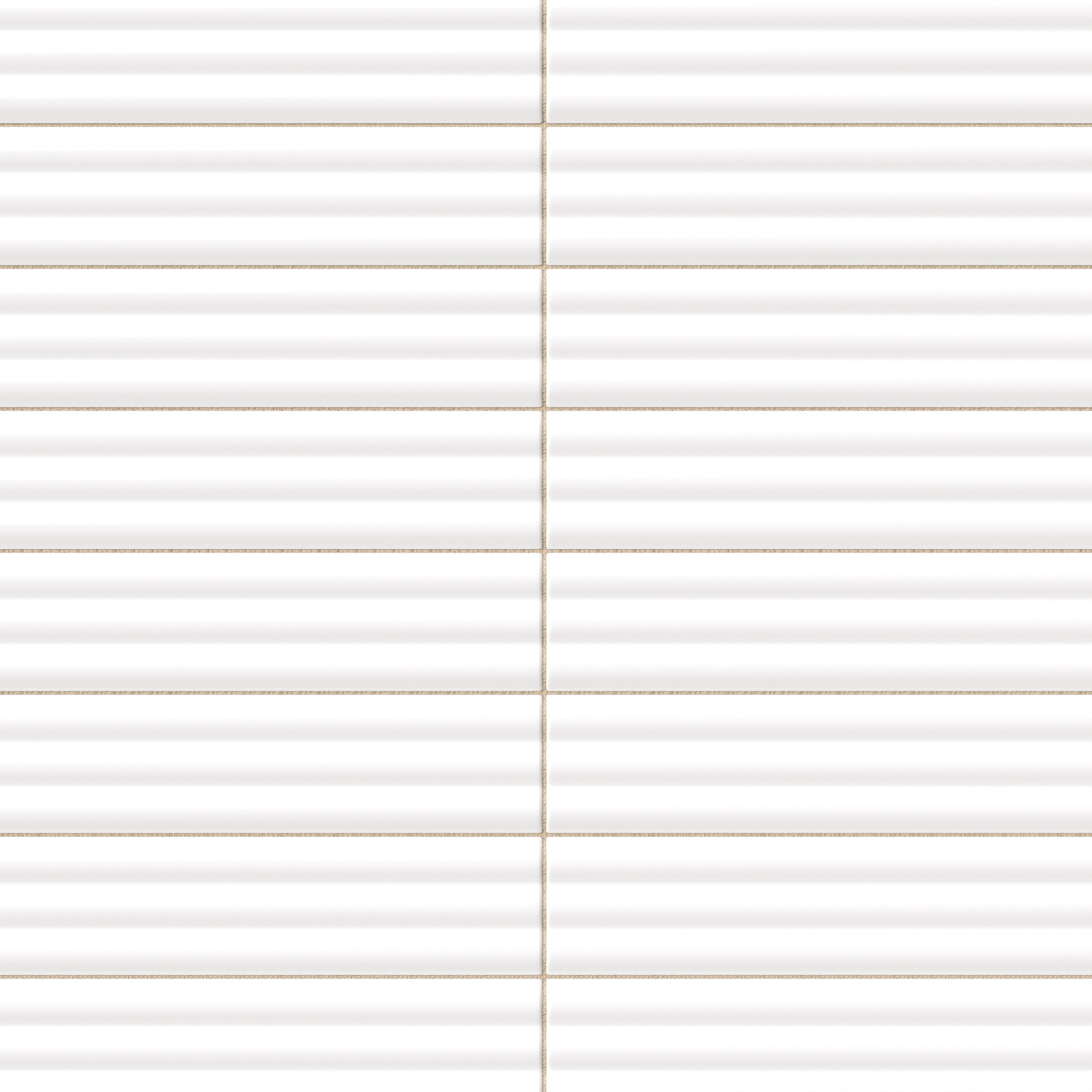 Mika 2.5x10 Glossy Ceramic Reeded Tile in Chalk