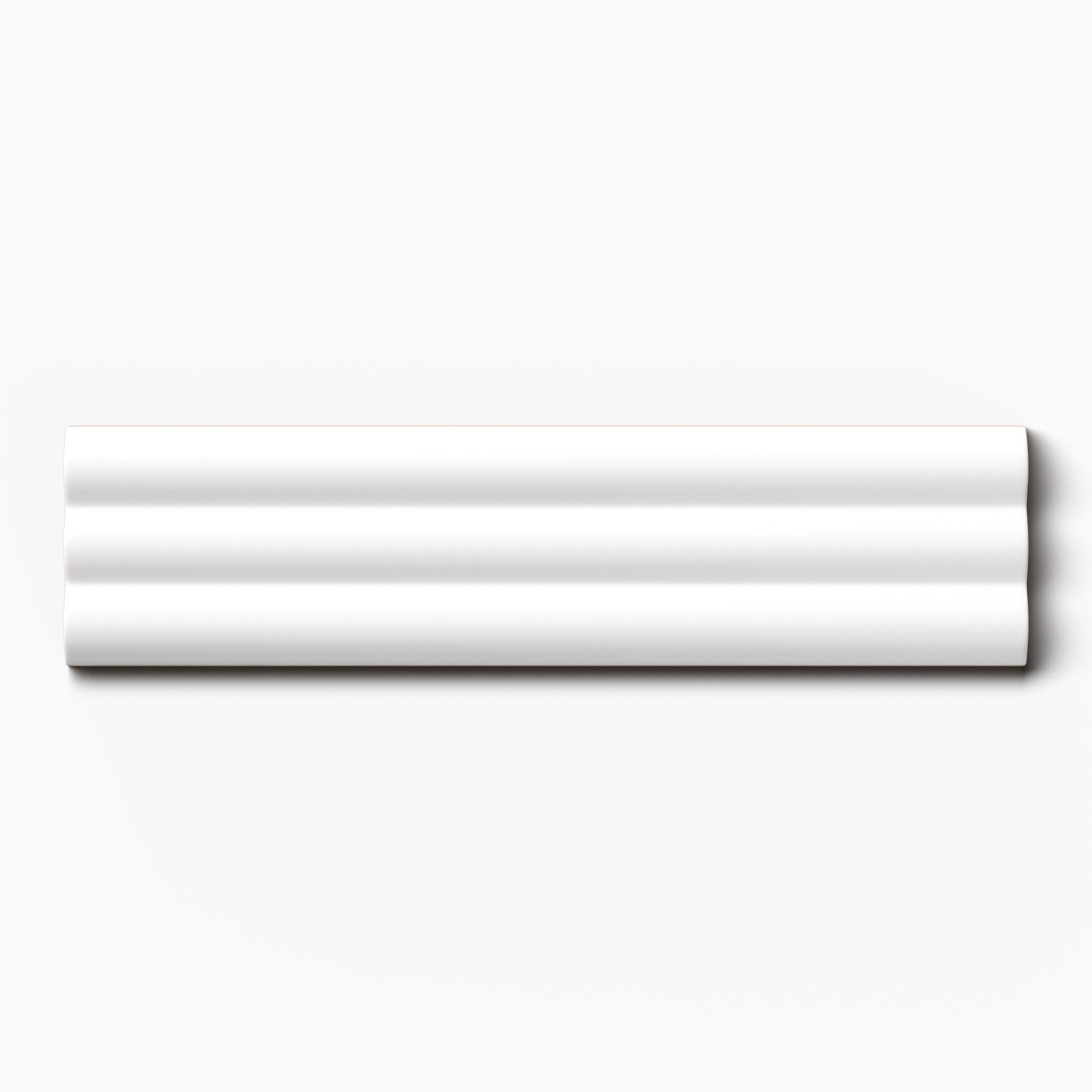 Mika 2.5x10 Glossy Ceramic Reeded Tile in Chalk