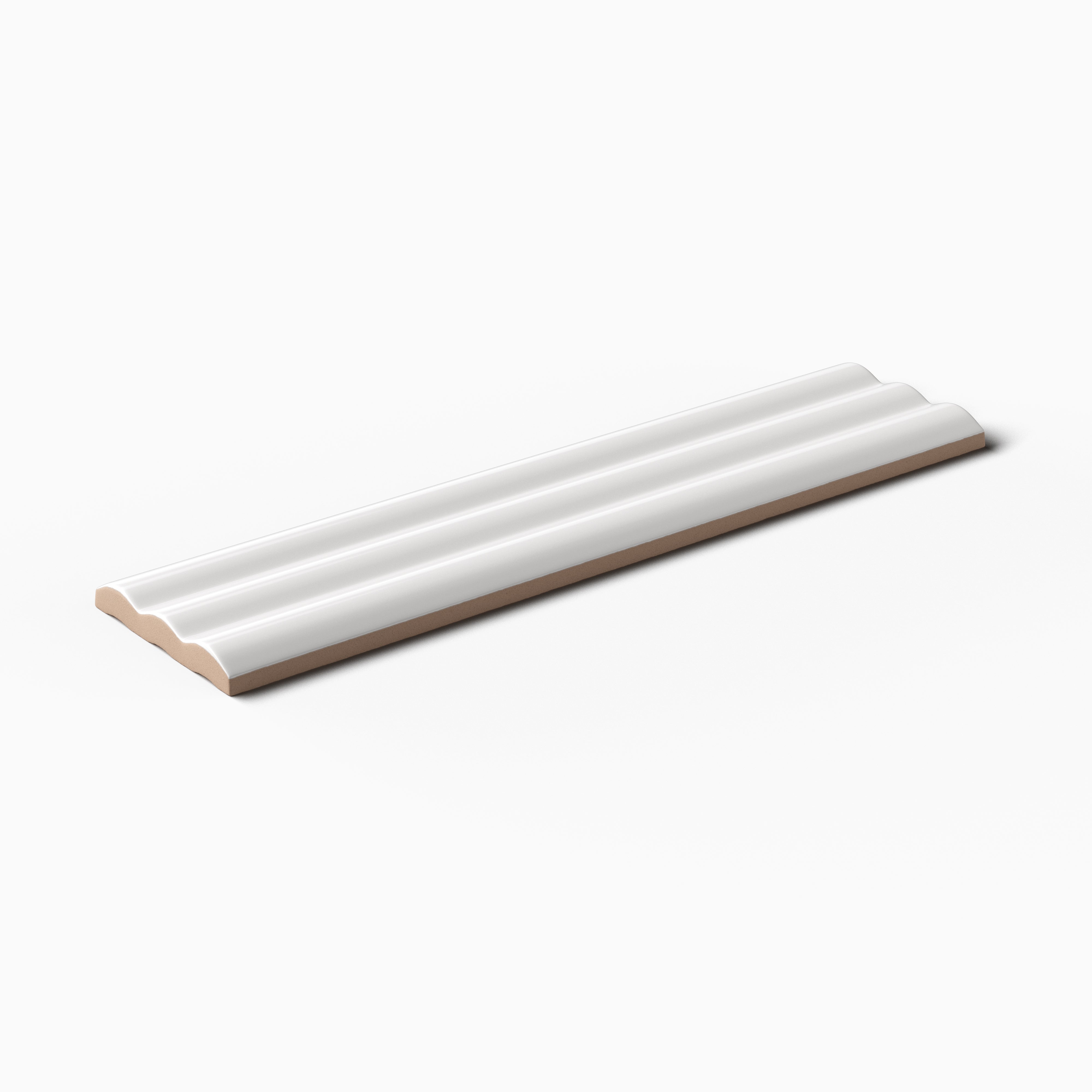 Mika 2.5x10 Glossy Ceramic Reeded Tile in Chalk
