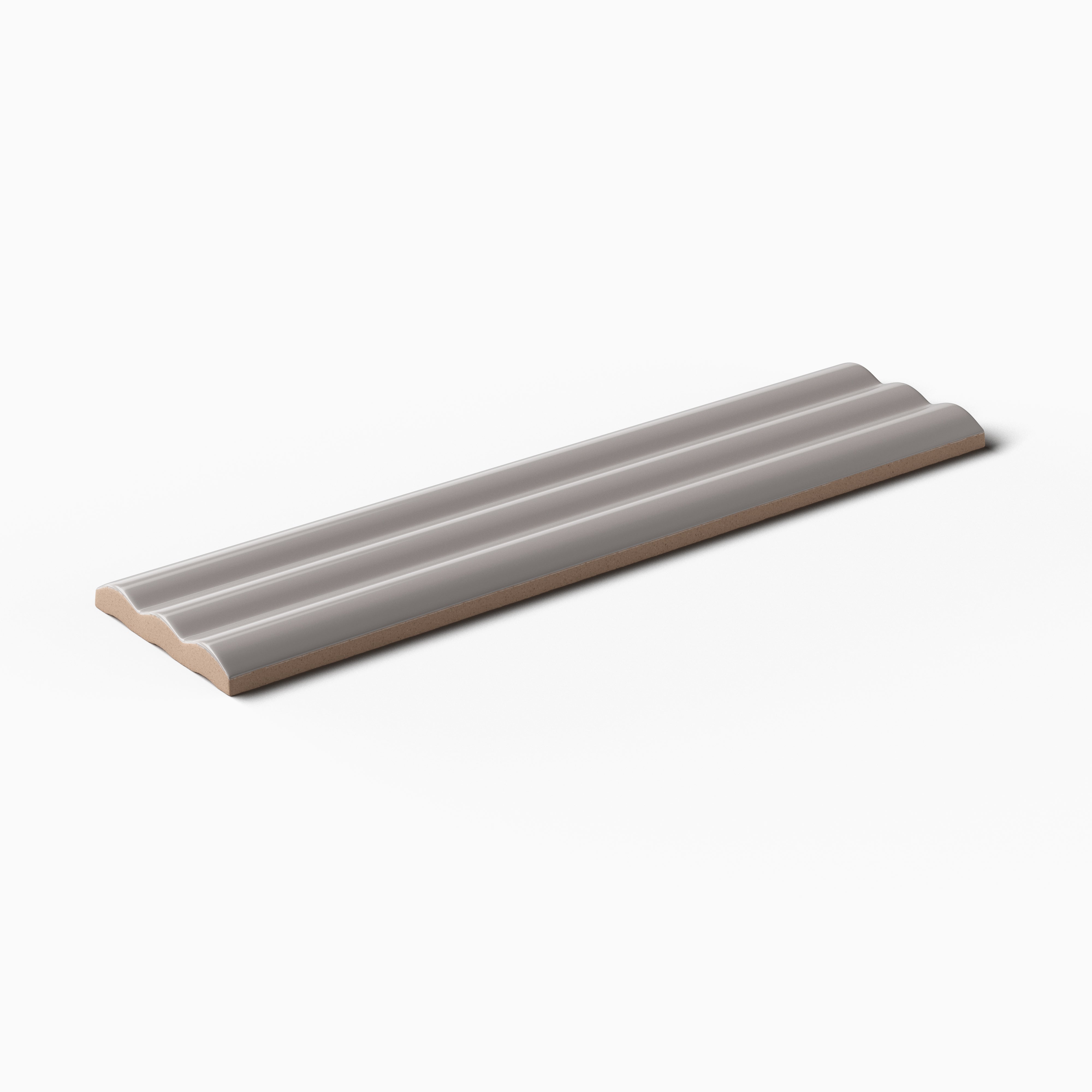 Mika 2.5 x 10 Glossy Ceramic Reeded Tile in Ash