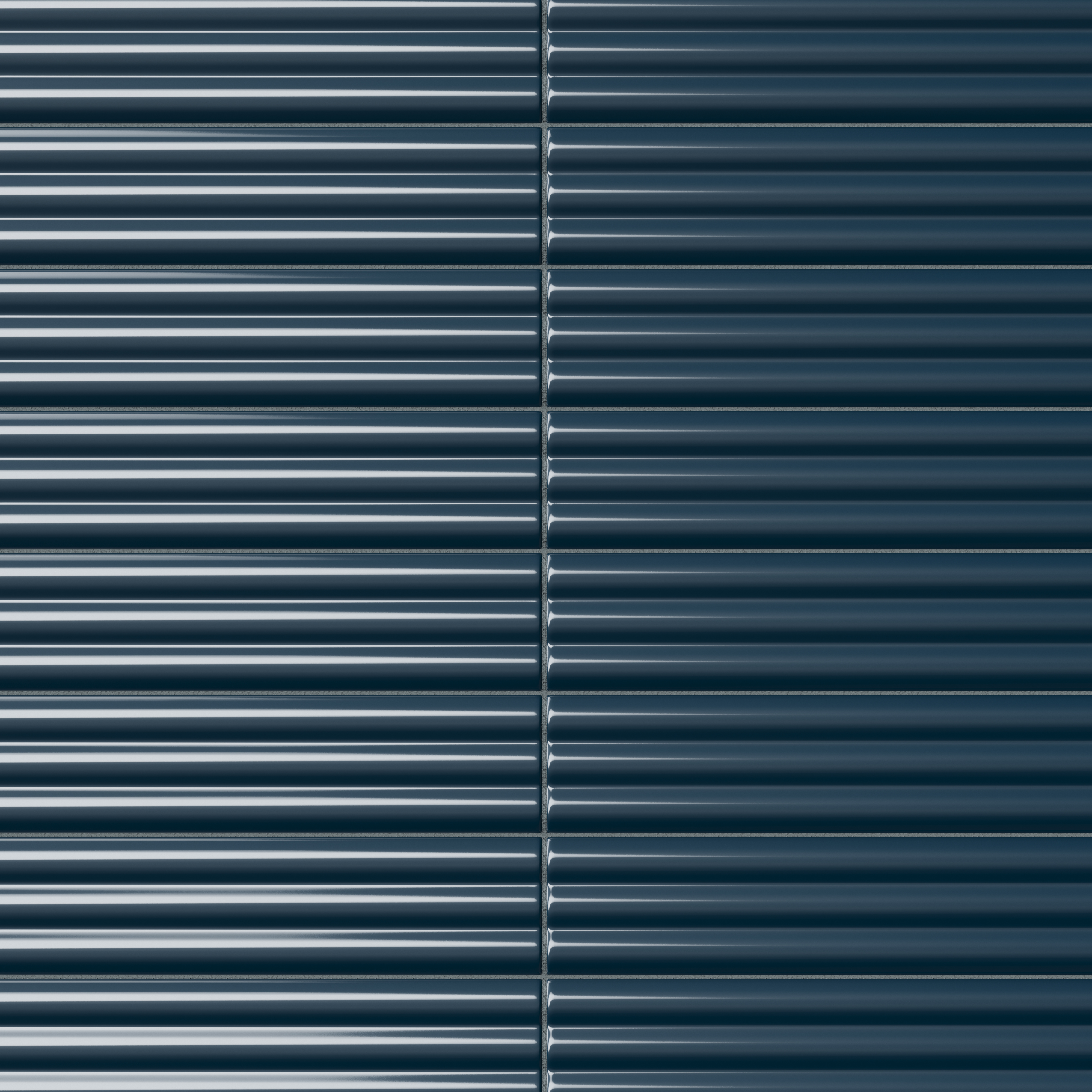 Mika 2.5x10 Glossy Ceramic Reeded Tile in Midnight