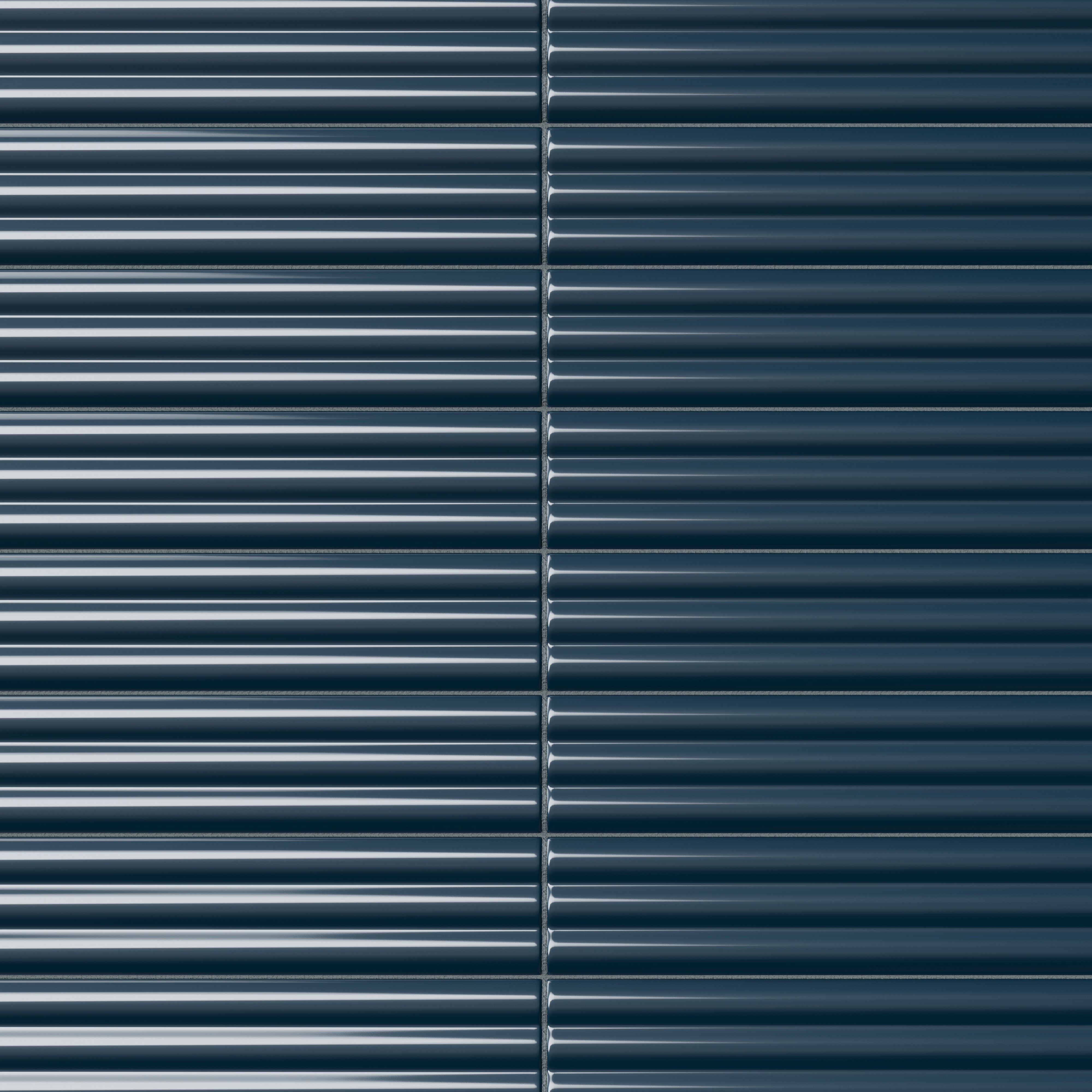 Mika 2.5x10 Glossy Ceramic Reeded Tile in Midnight