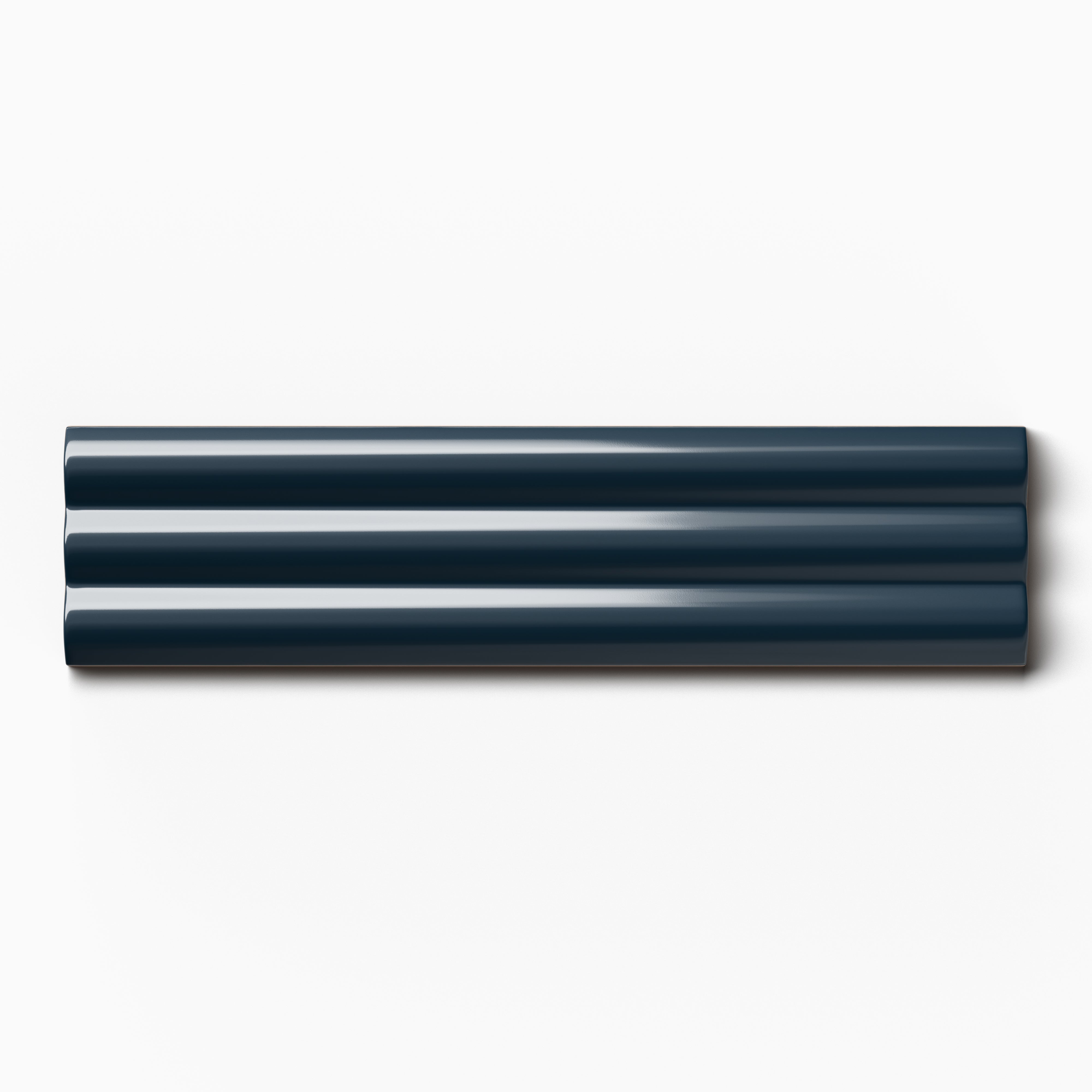 Mika 2.5x10 Glossy Ceramic Reeded Tile in Midnight