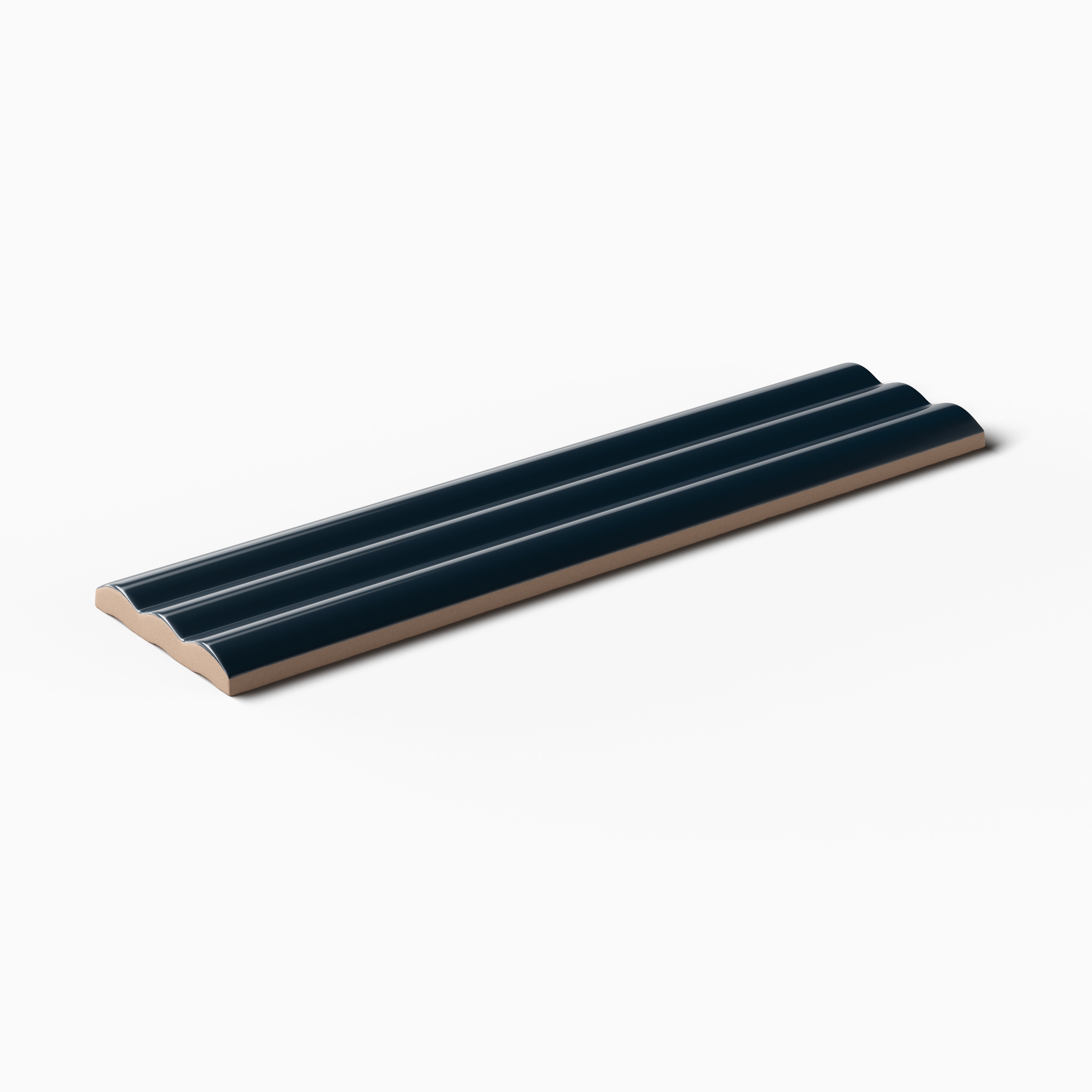 Mika 2.5 x 10 Glossy Ceramic Reeded Tile in Midnight