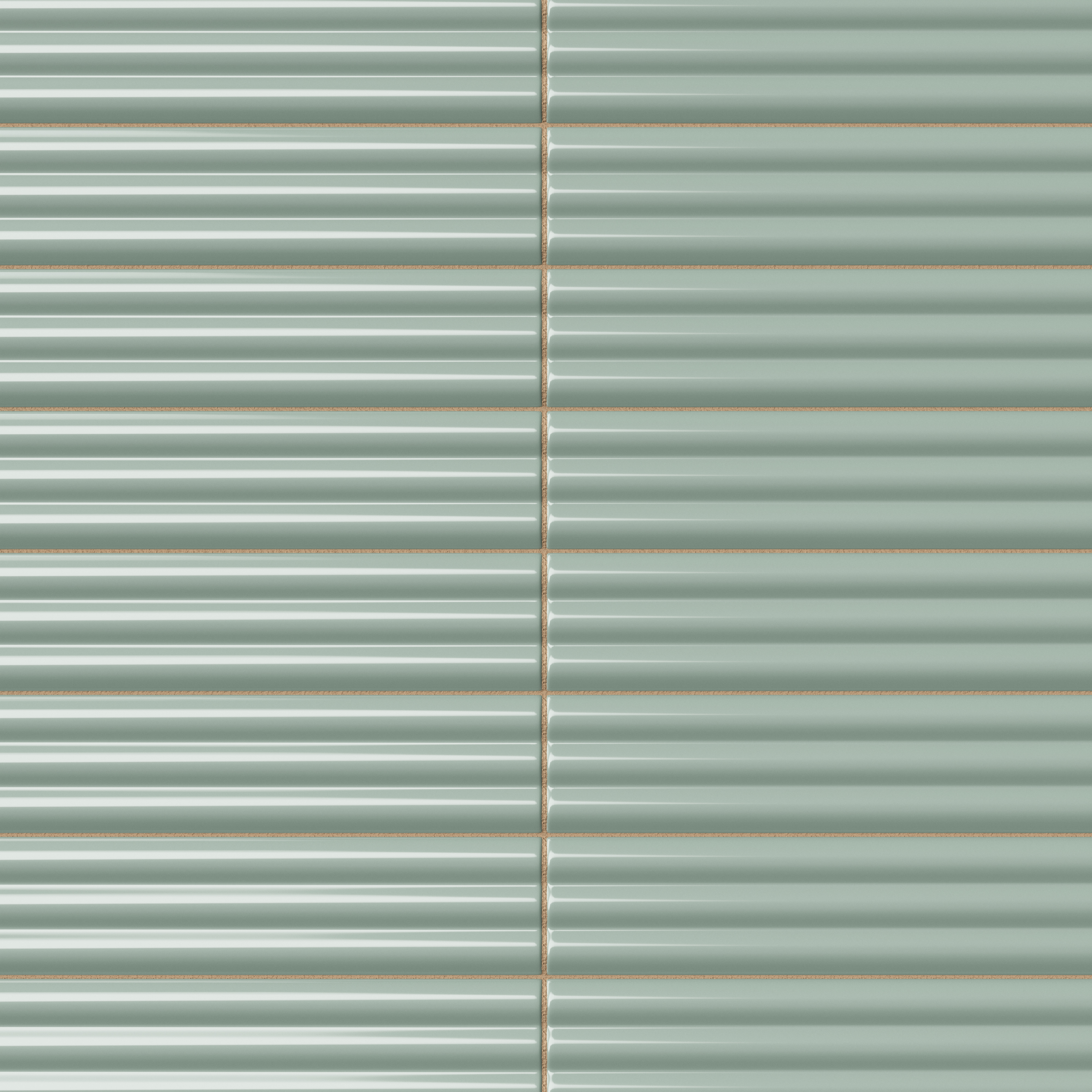 Mika 2.5x10 Glossy Ceramic Reeded Tile in Sage