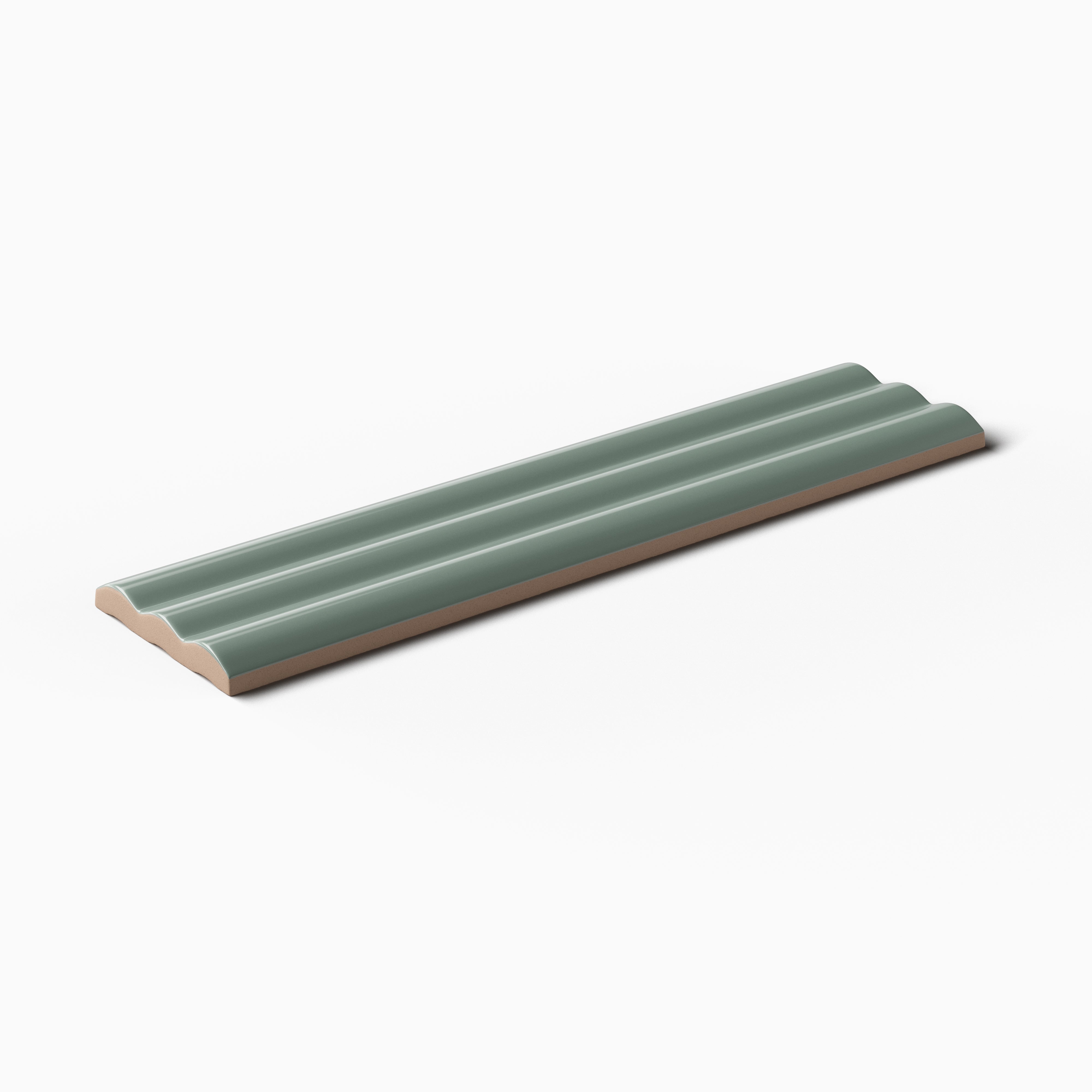 Mika 2.5x10 Glossy Ceramic Reeded Tile in Sage
