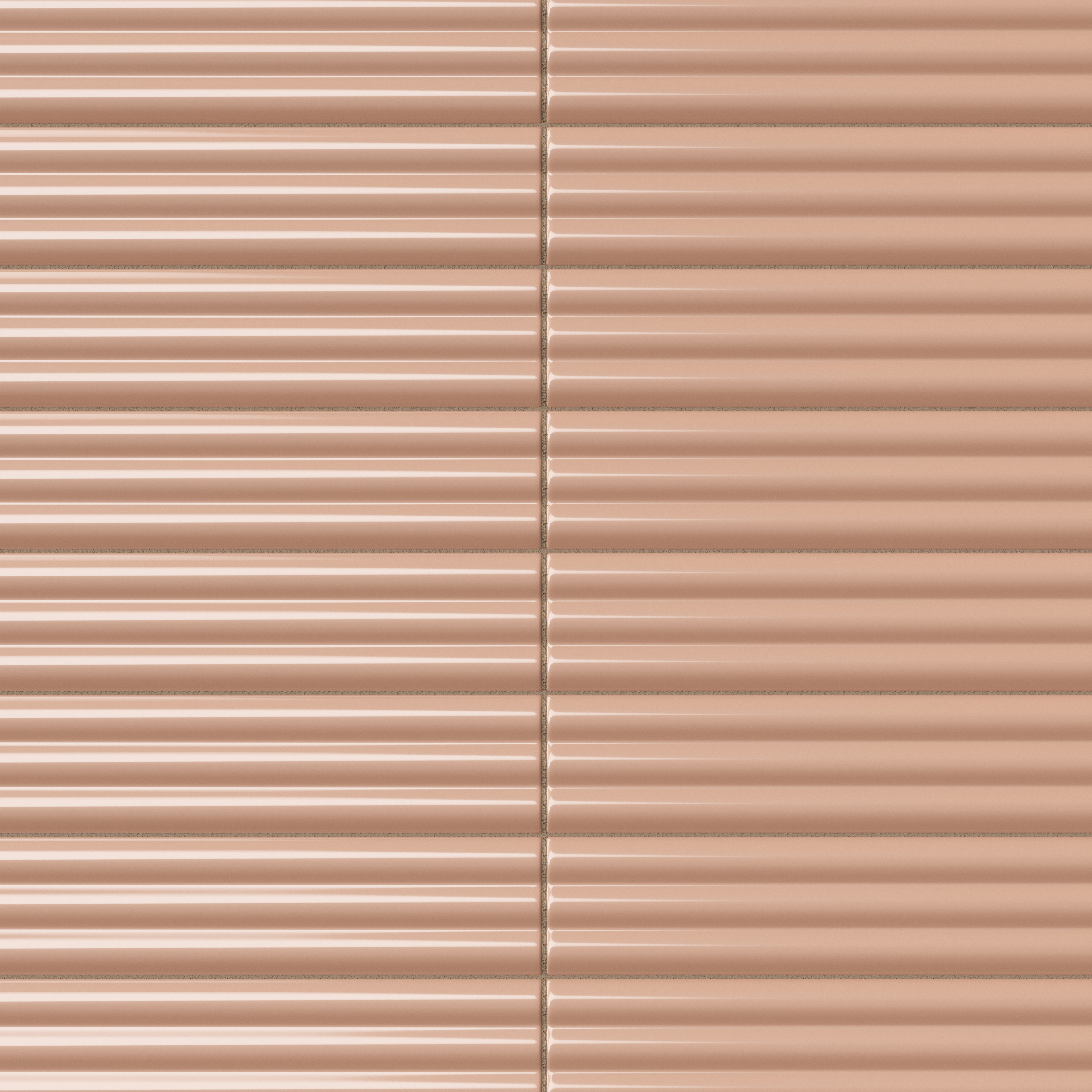 Mika 2.5x10 Glossy Ceramic Reeded Tile in Tan