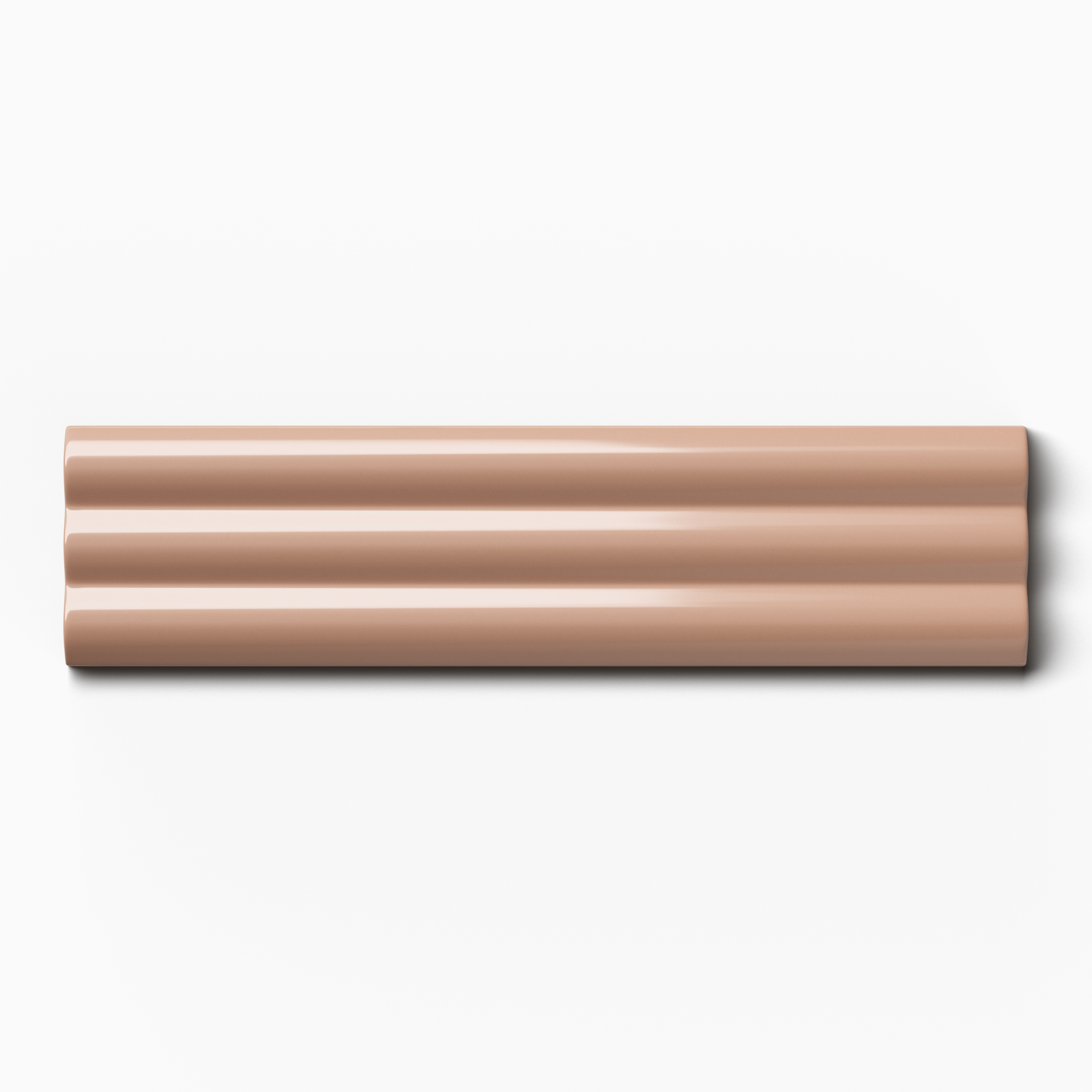 Mika 2.5x10 Glossy Ceramic Reeded Tile in Tan