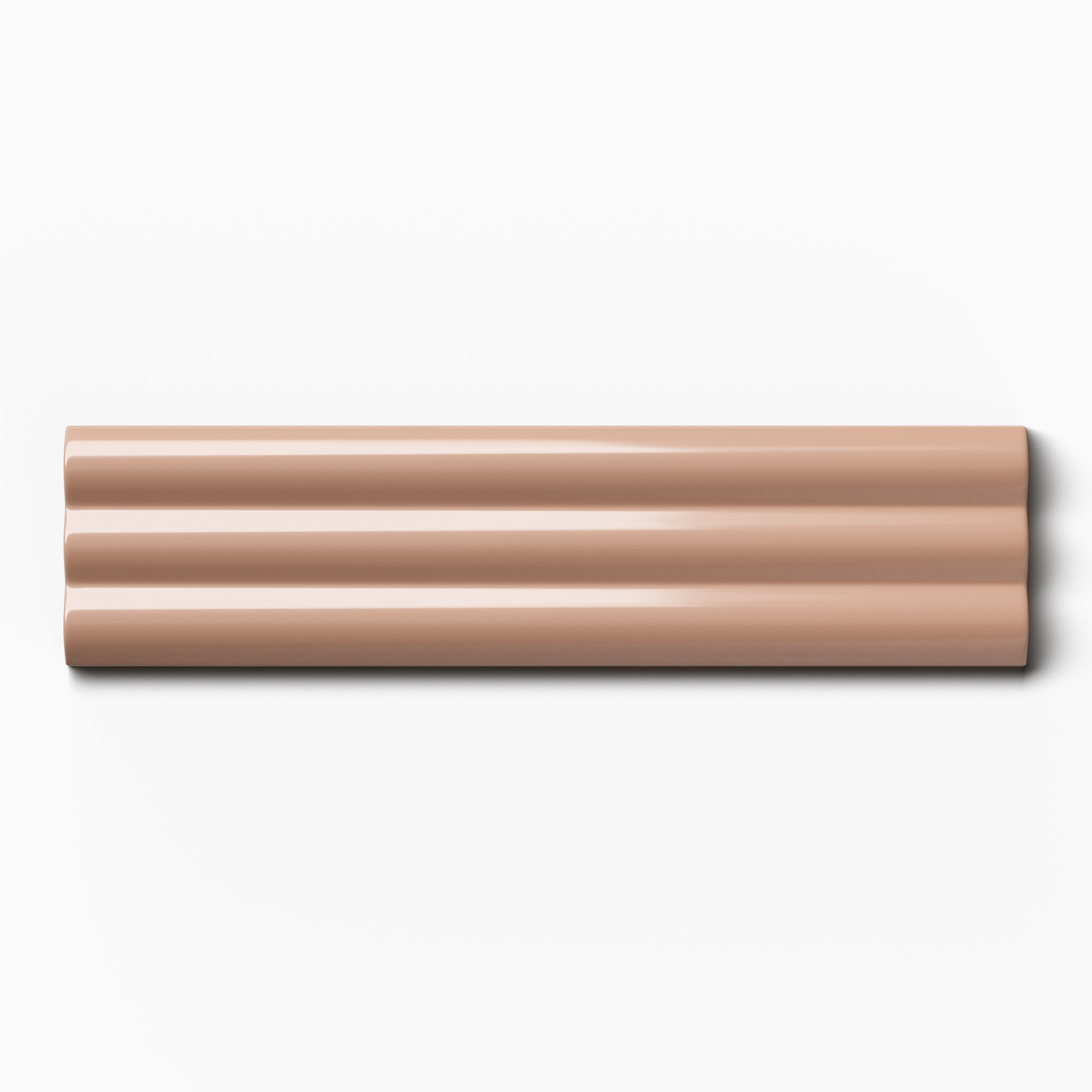 Mika 2.5x10 Glossy Ceramic Reeded Tile in Tan