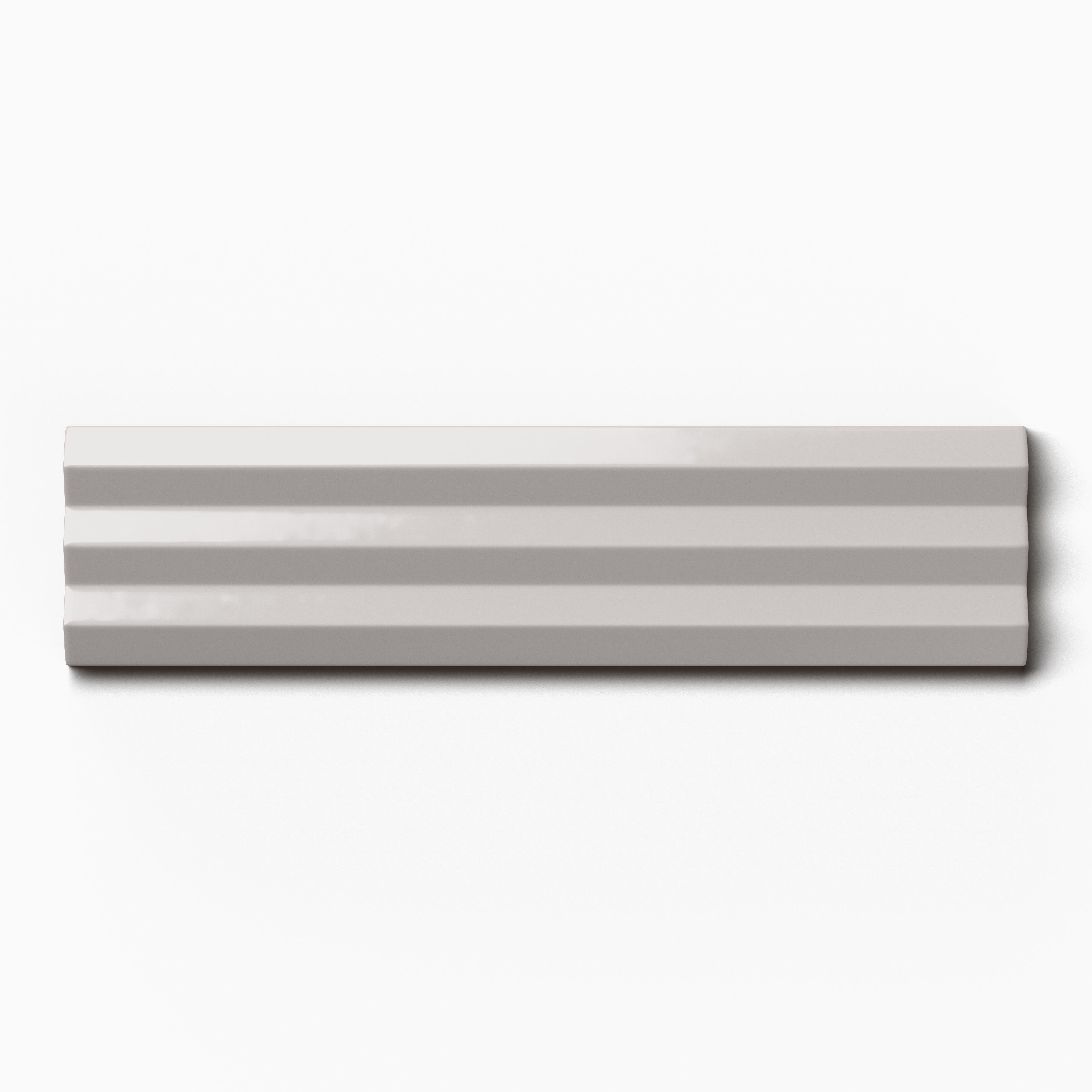 Mika 2.5x10 Glossy Ceramic Beveled Tile in Ash