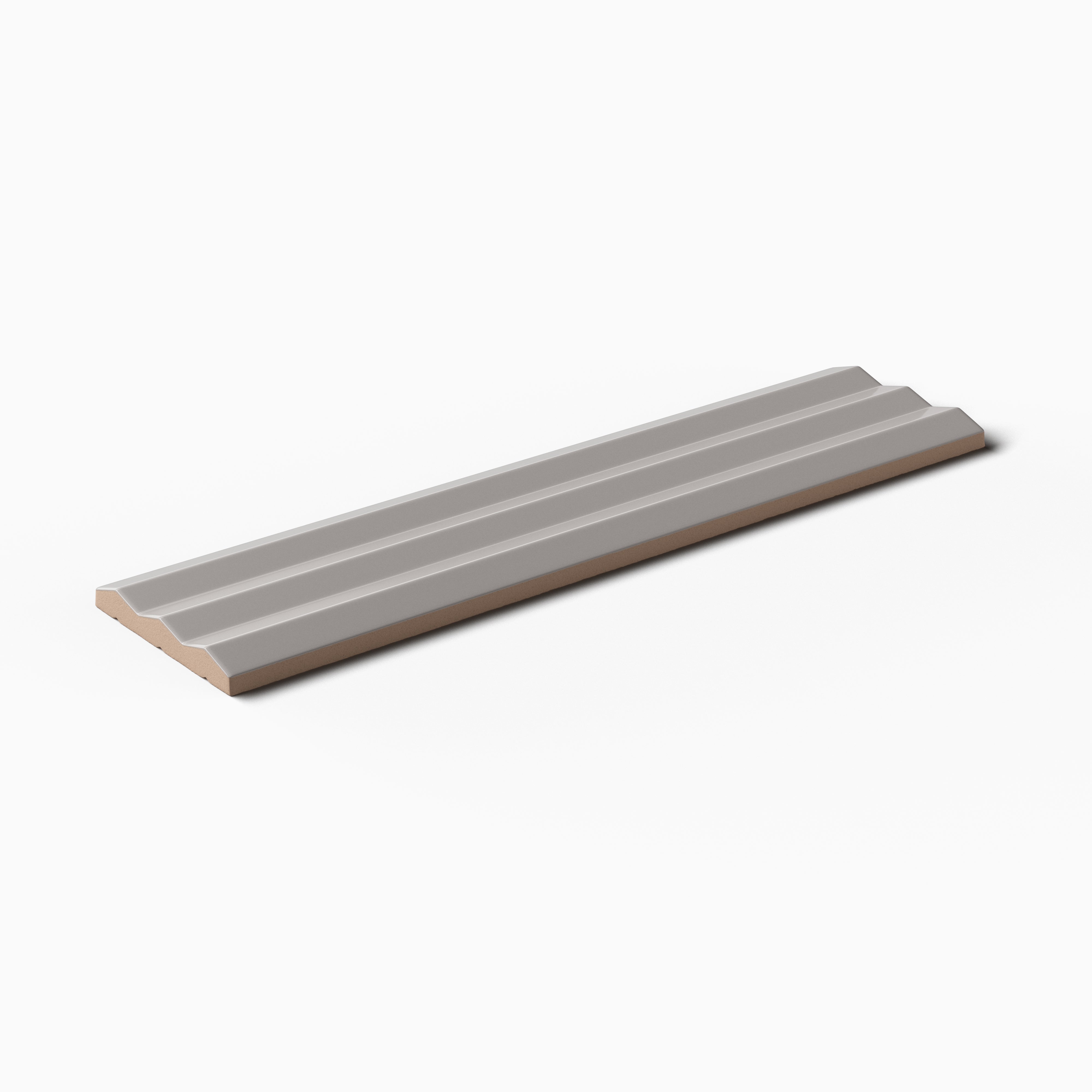 Mika 2.5 x 10 Glossy Ceramic Beveled Tile in Ash