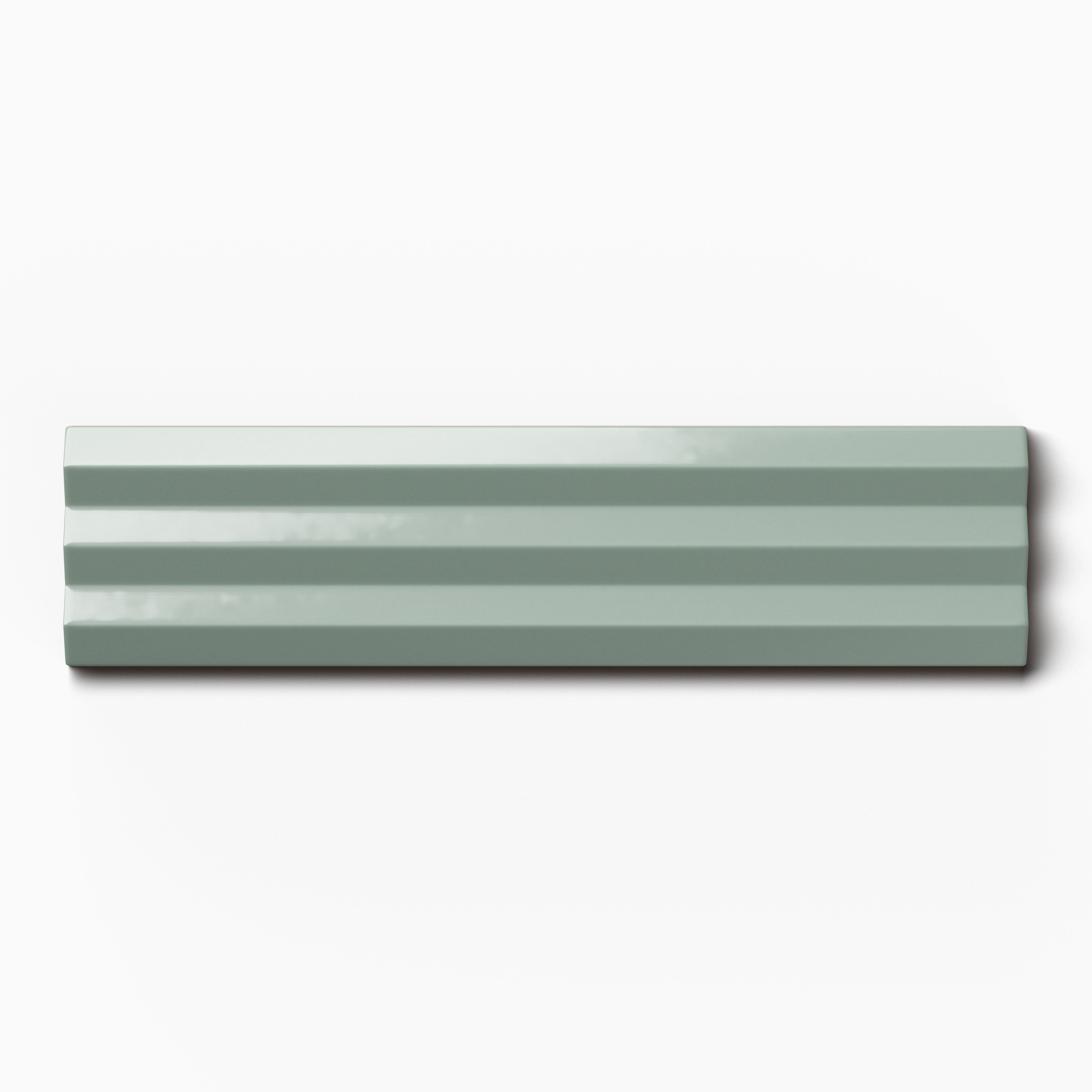 Mika 2.5x10 Glossy Ceramic Beveled Tile in Sage