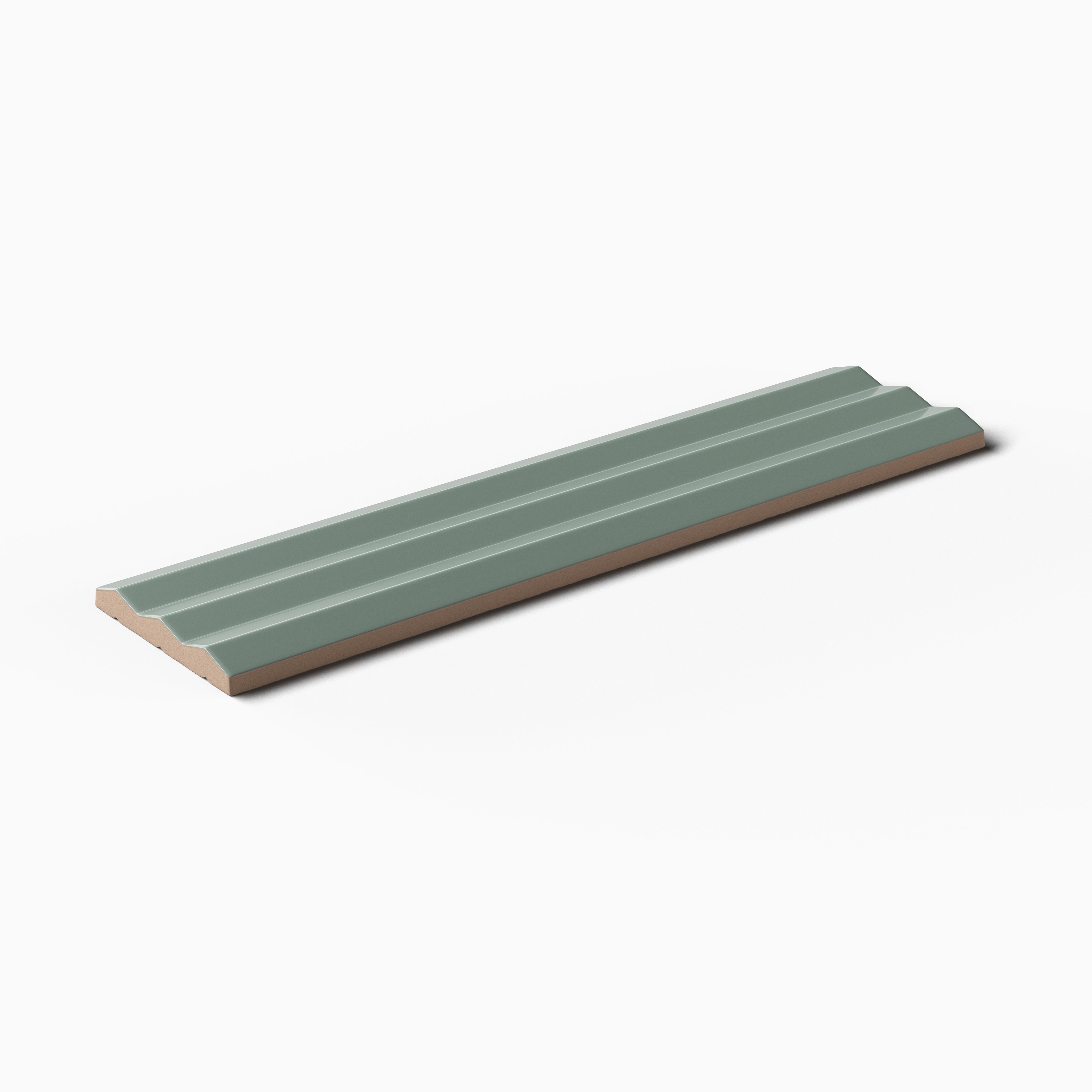 Mika 2.5x10 Glossy Ceramic Beveled Tile in Sage